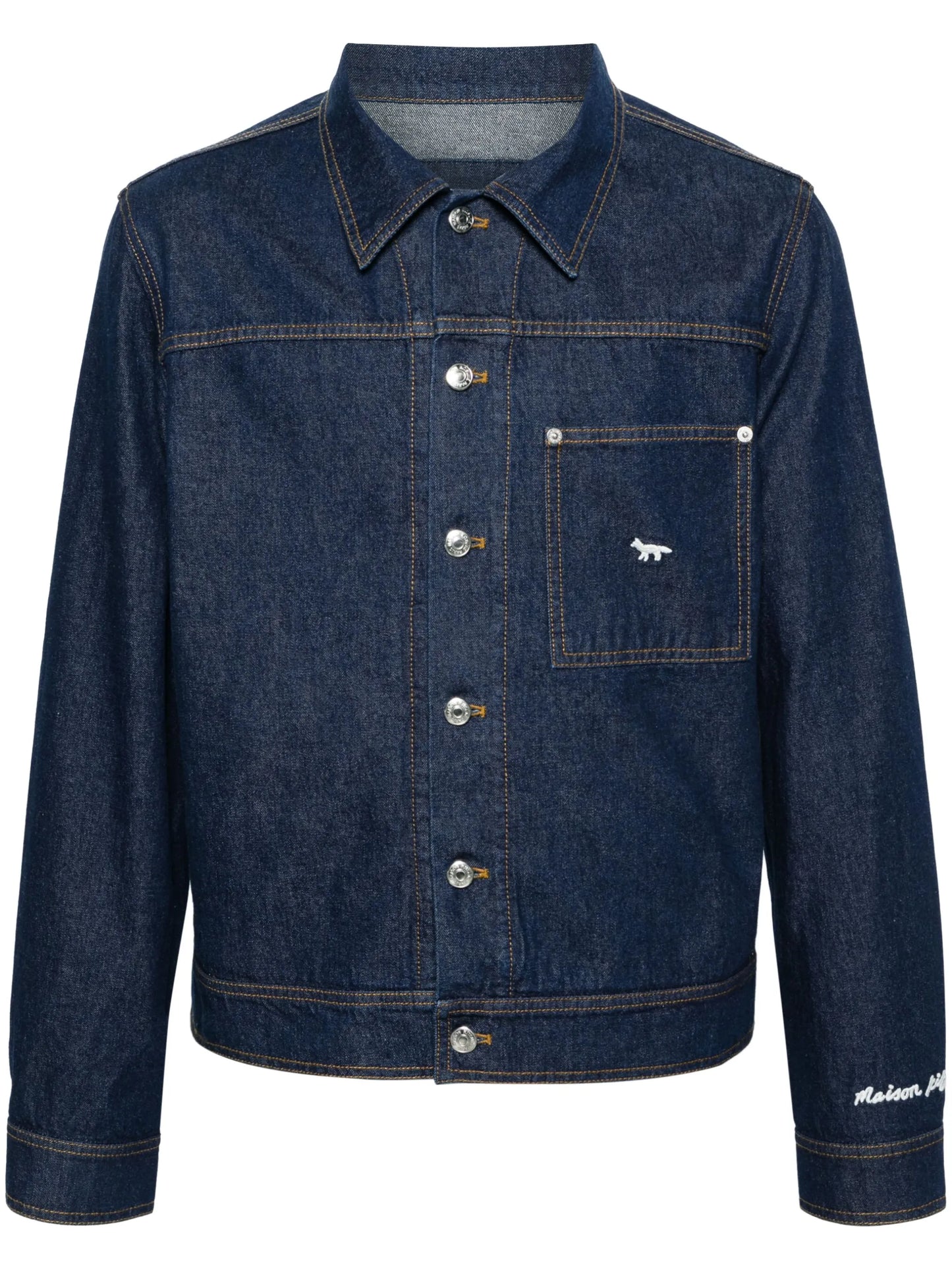logo-embroidered denim jacket