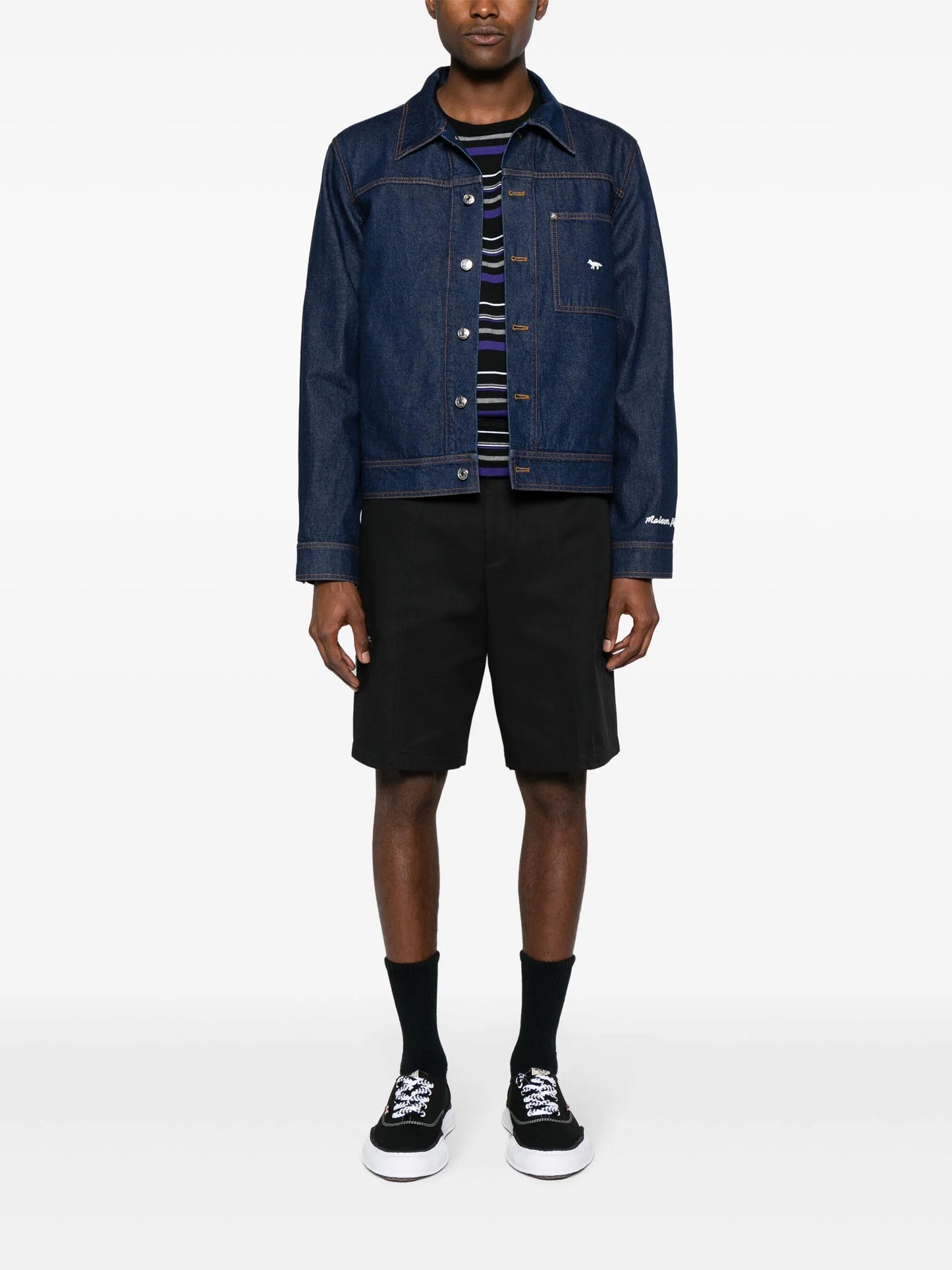 logo-embroidered denim jacket