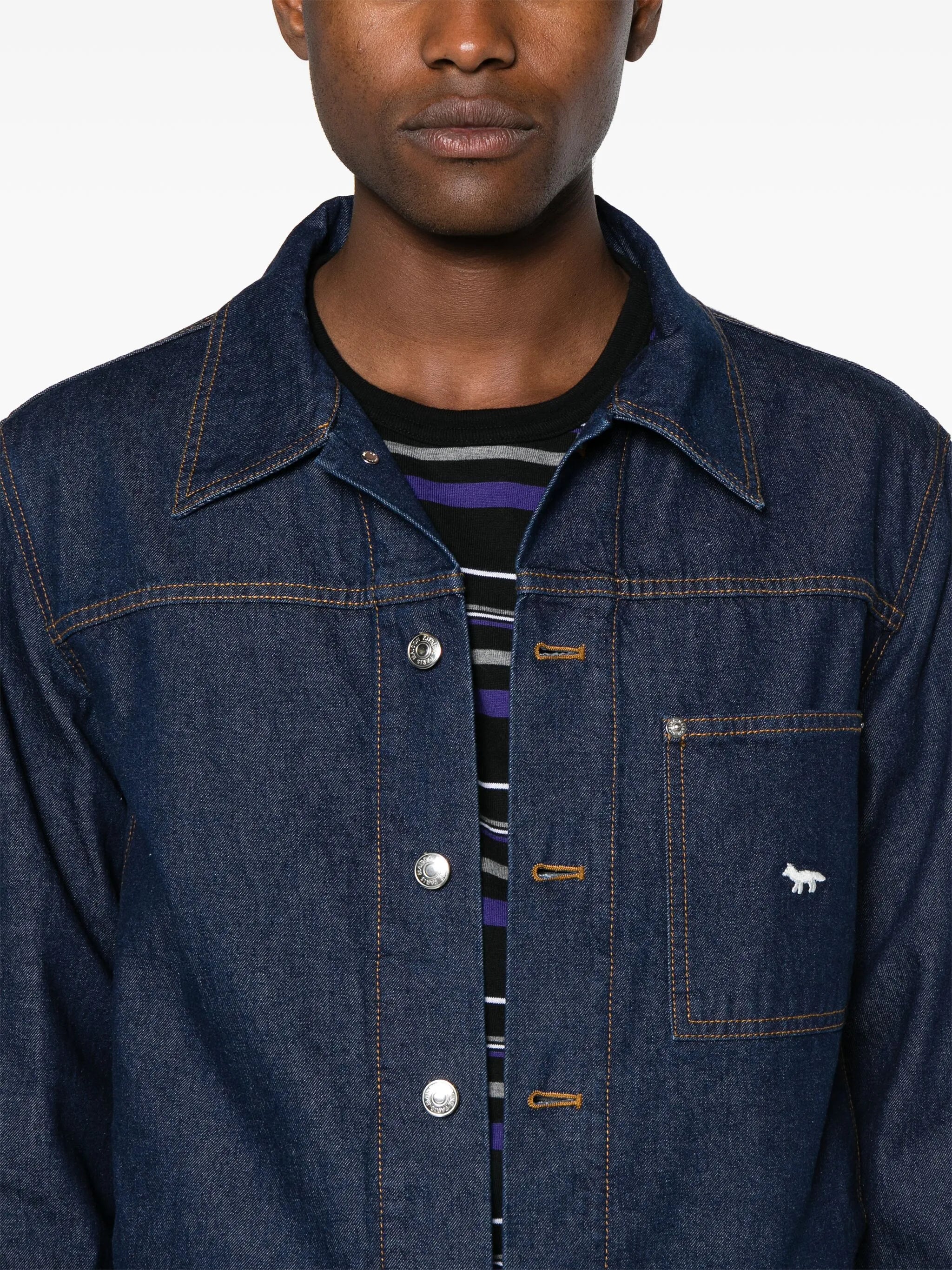 logo-embroidered denim jacket