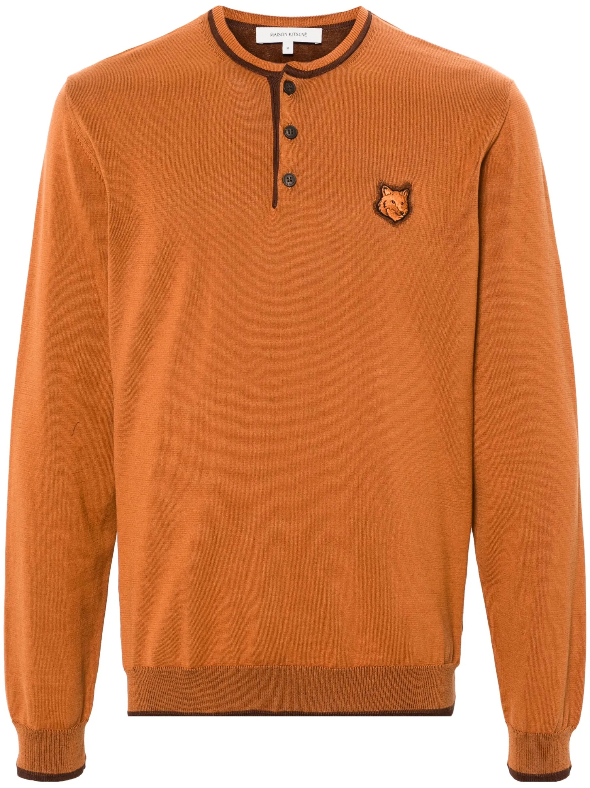 Henley fox-patch jumper