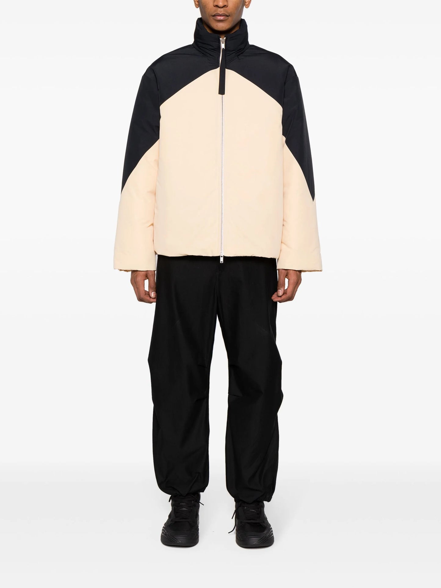 colour-block down jacket