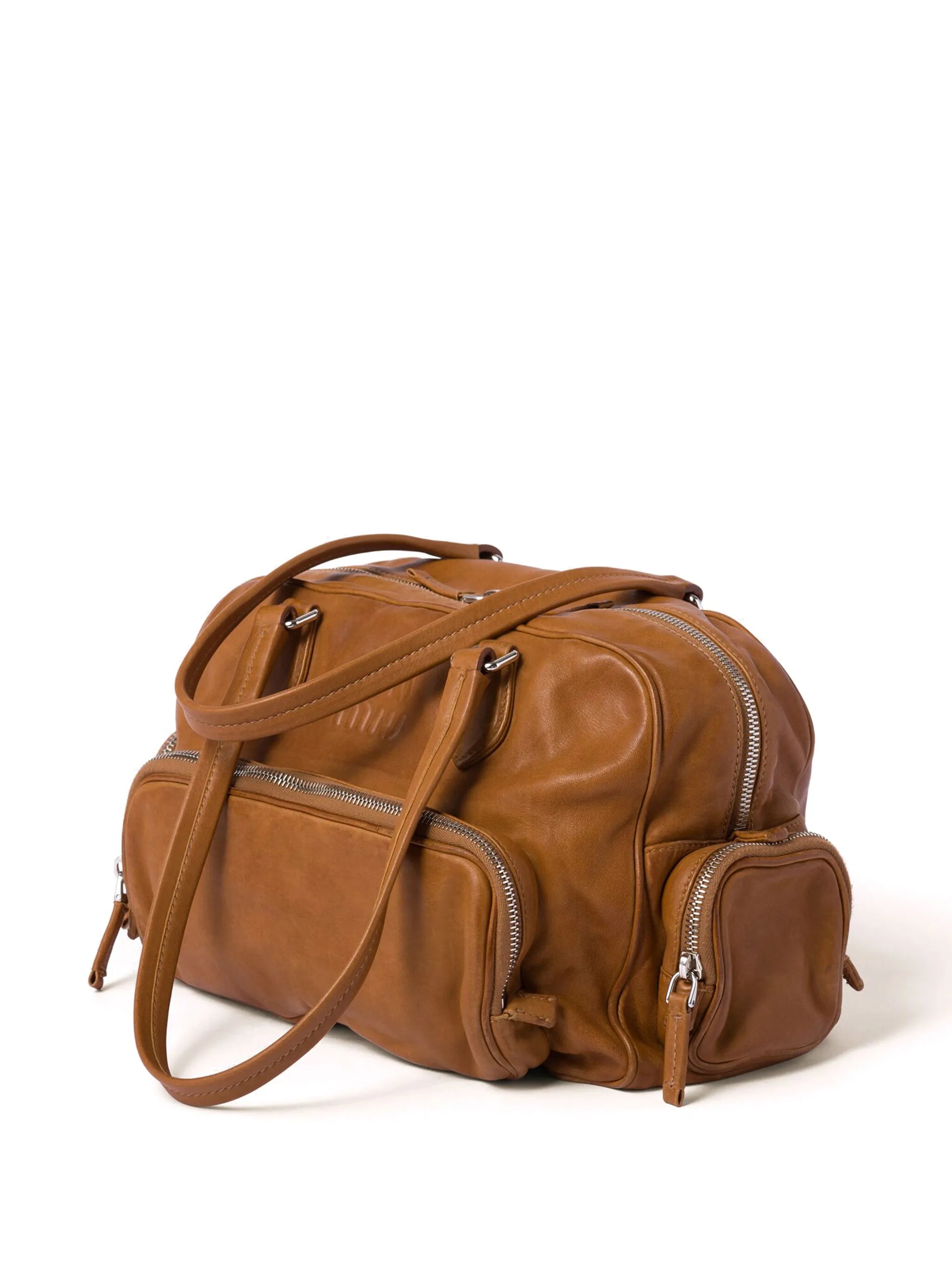 logo-embossed leather tote bag