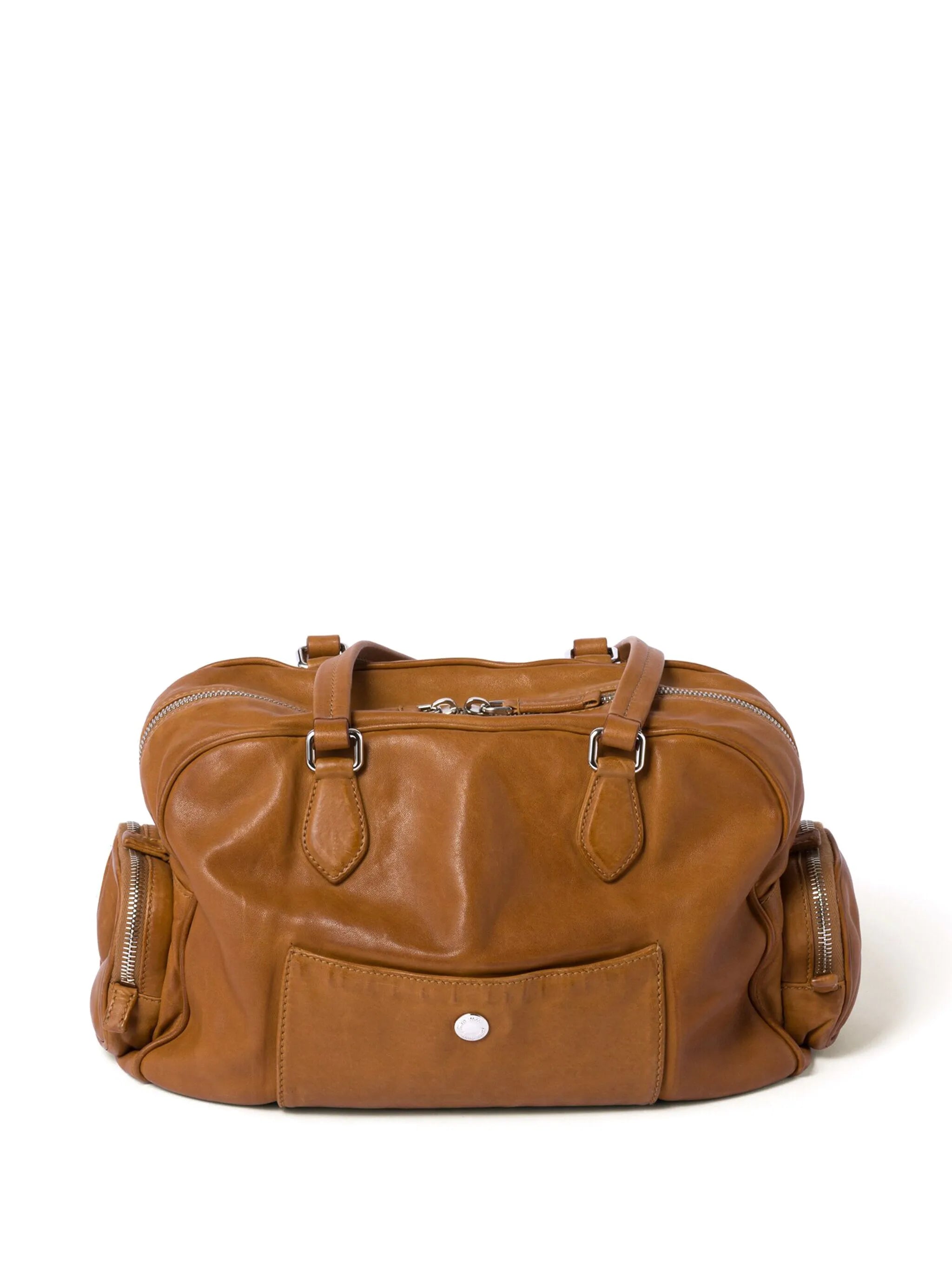 logo-embossed leather tote bag