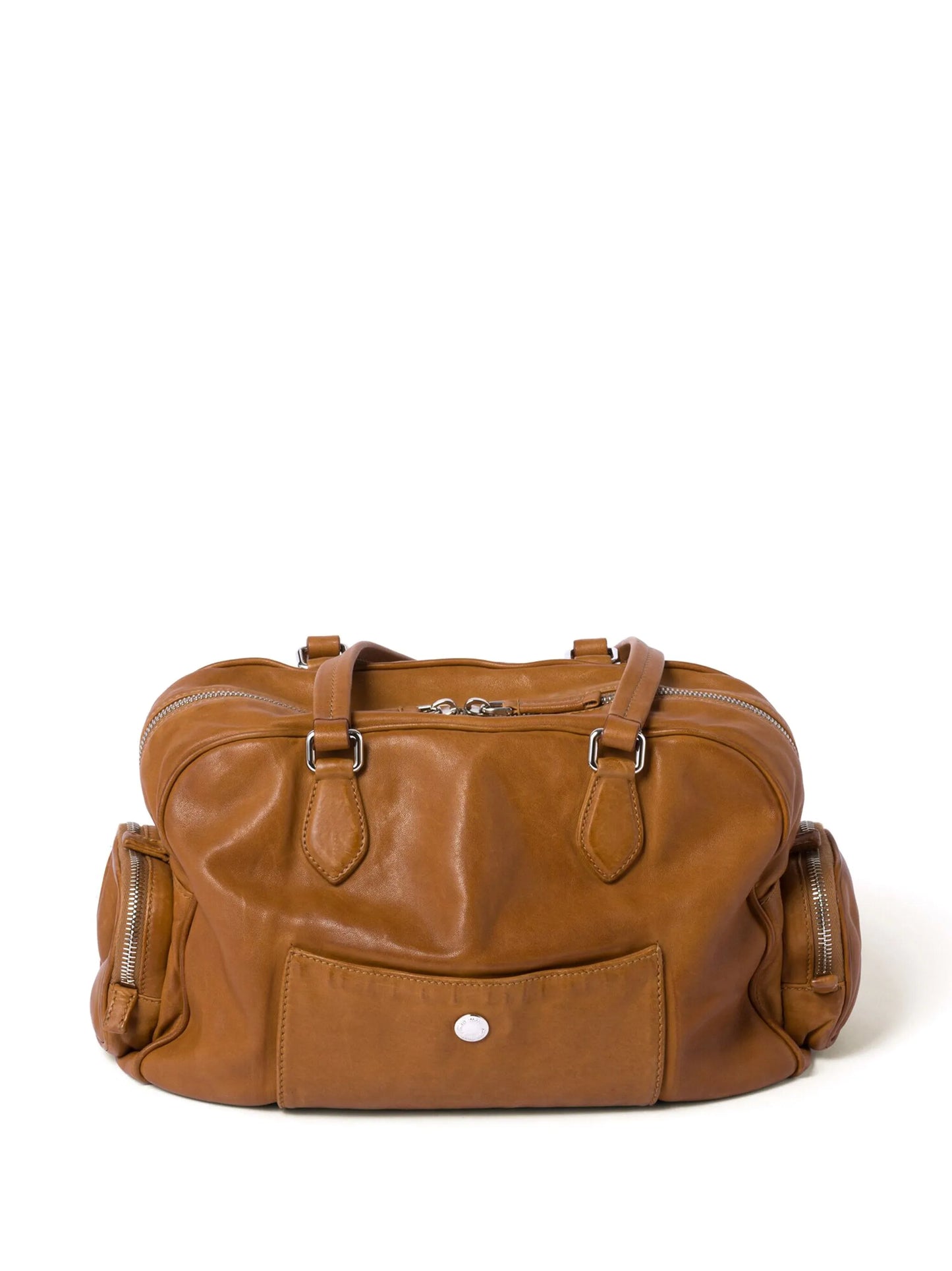 logo-embossed leather tote bag