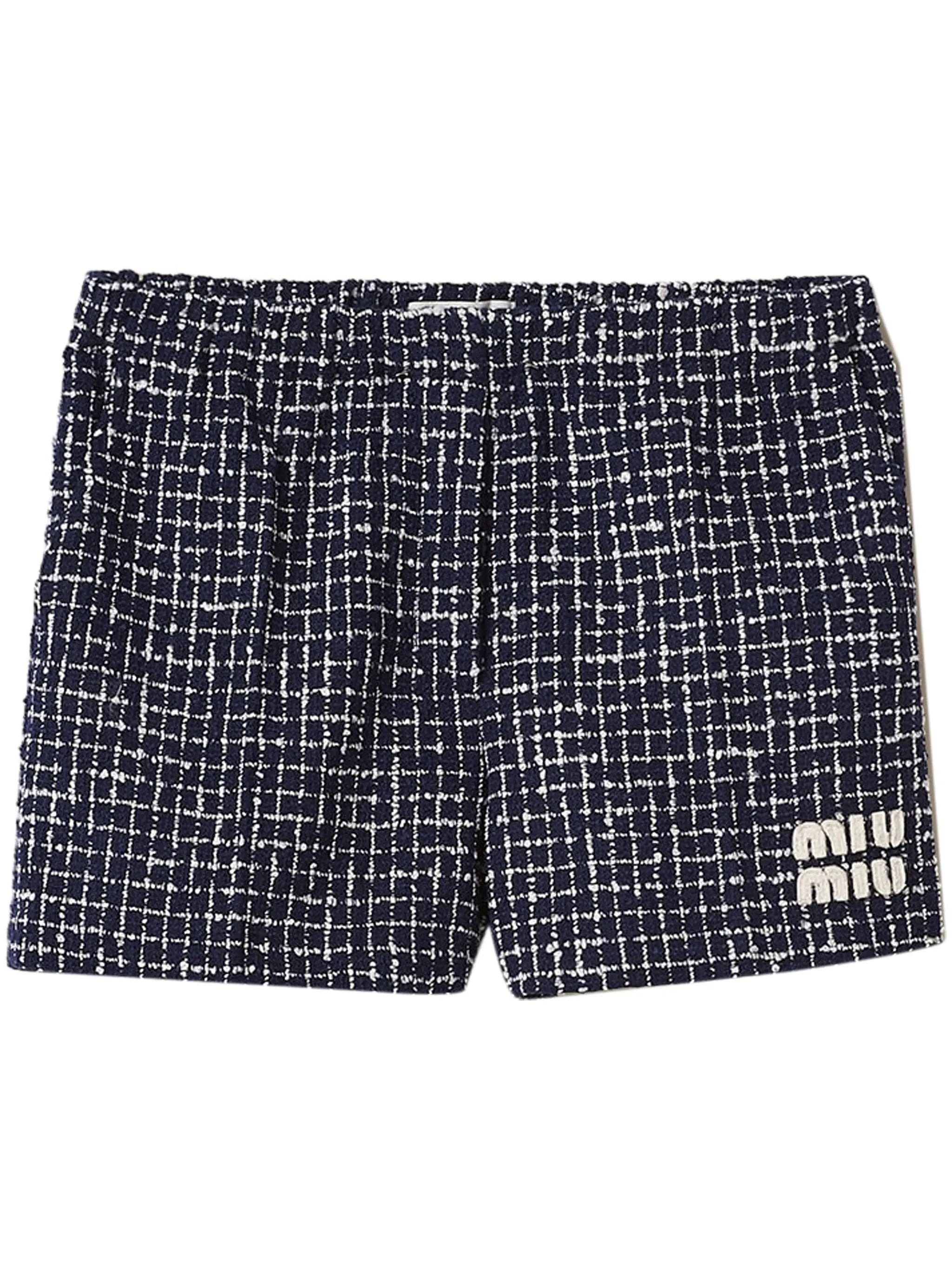 checked tweed mini shorts