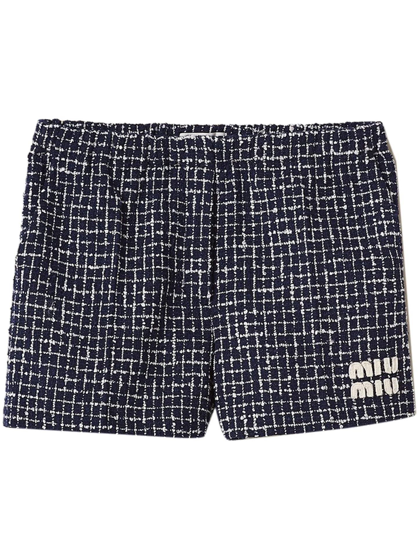 checked tweed mini shorts