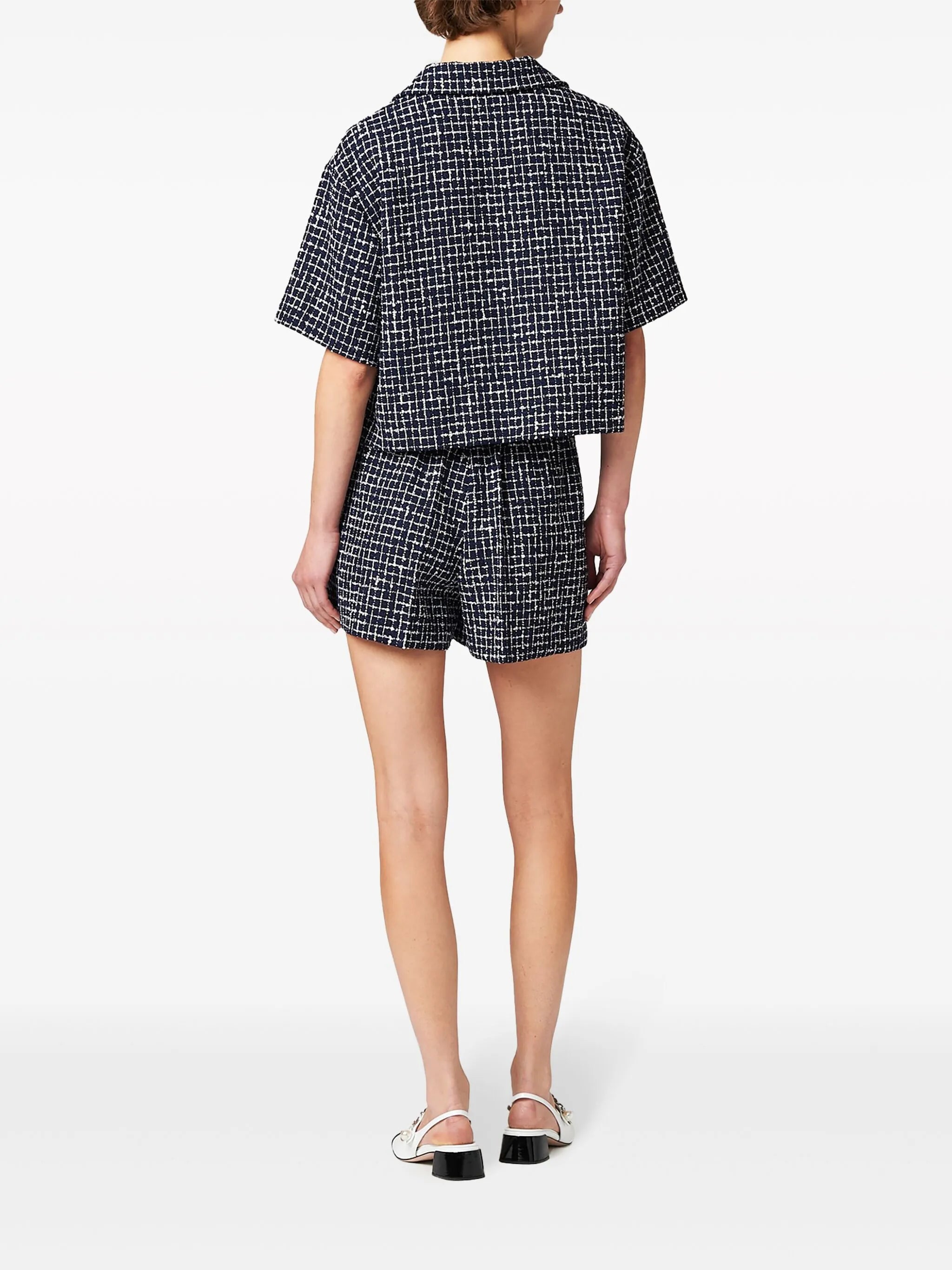 checked tweed mini shorts
