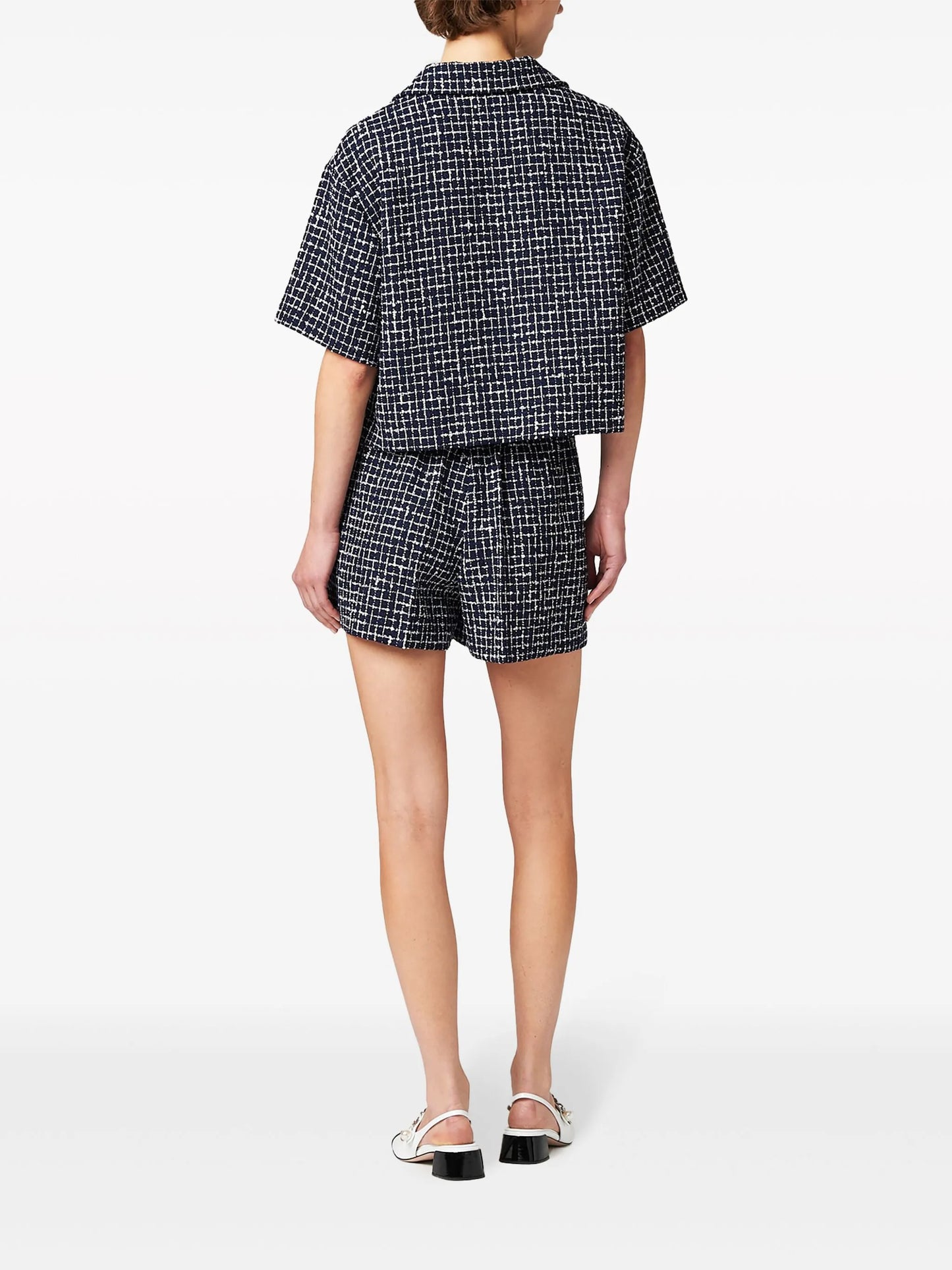 checked tweed mini shorts