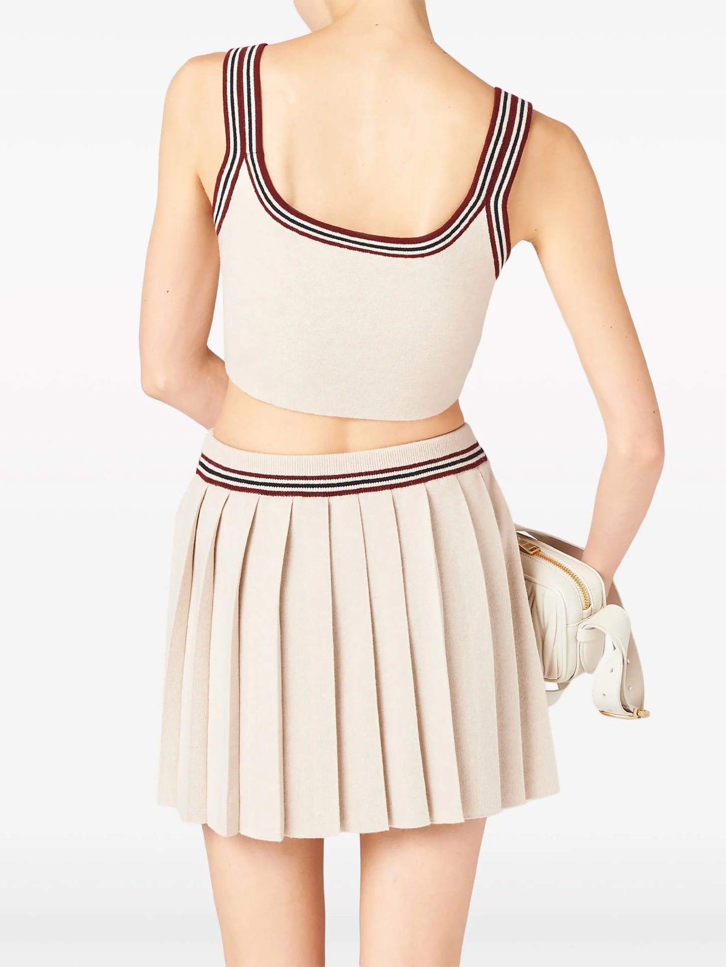 pleated knitted cashmere miniskirt