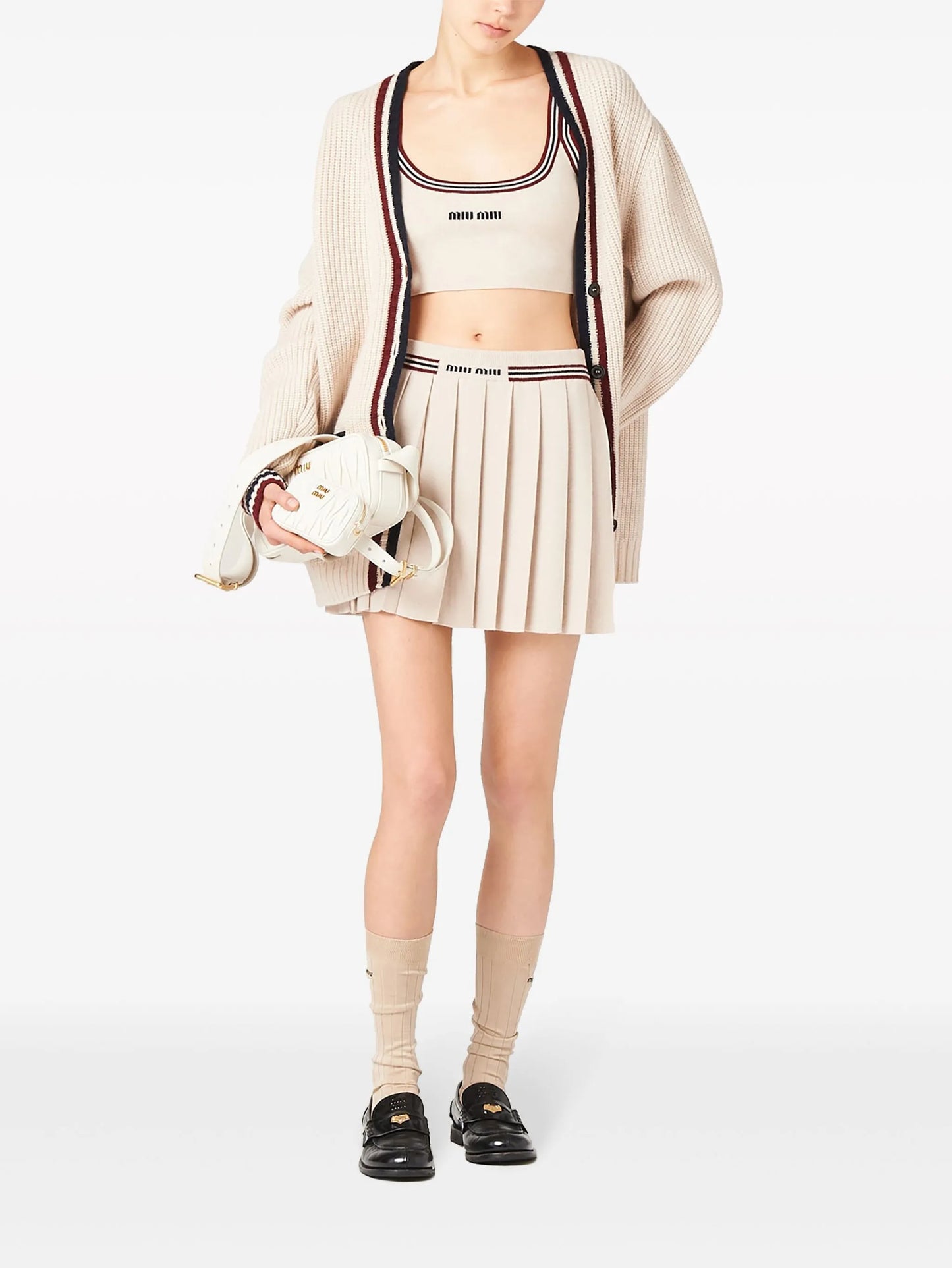 pleated knitted cashmere miniskirt