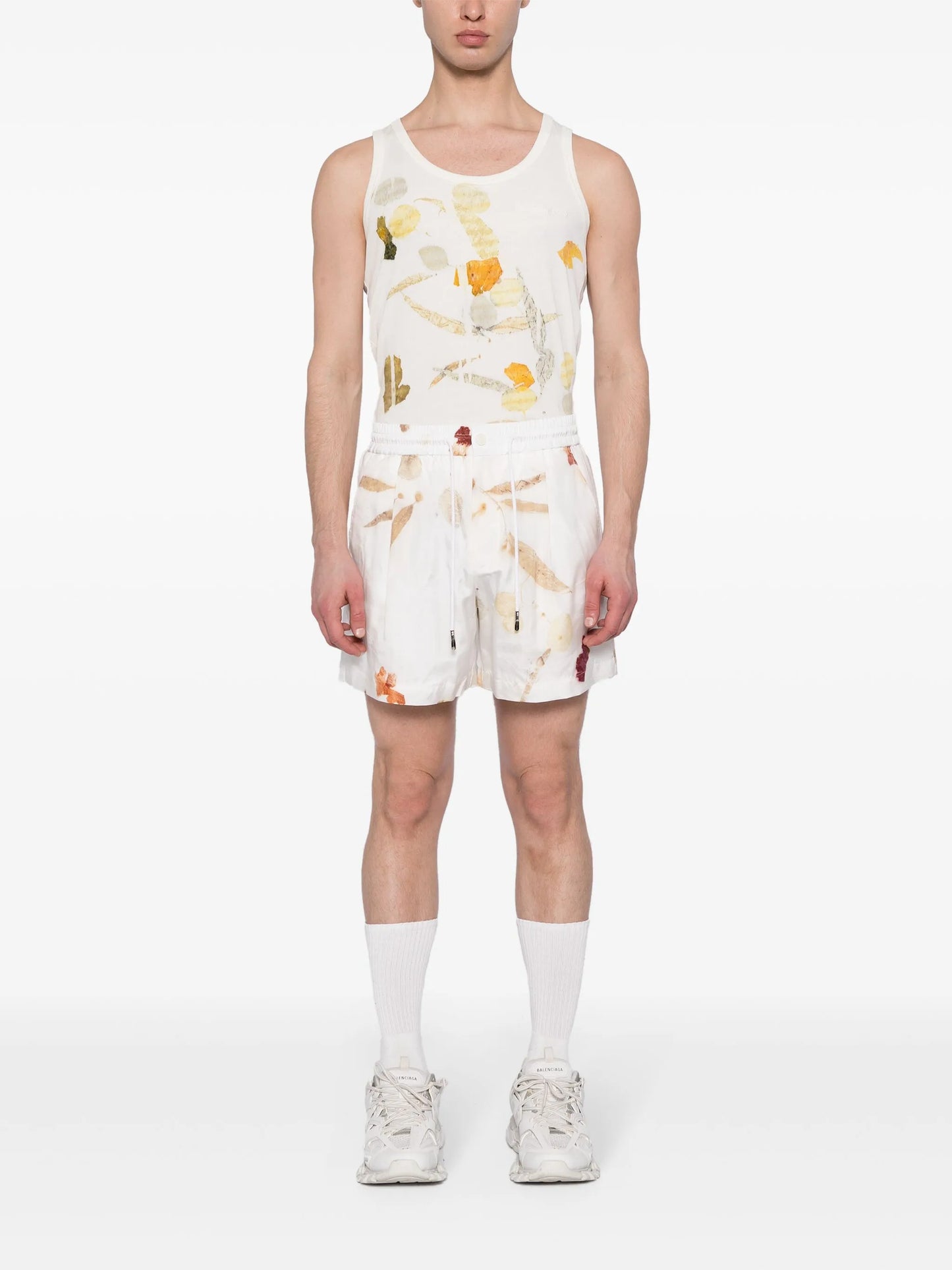 abstract-print drawstring shorts