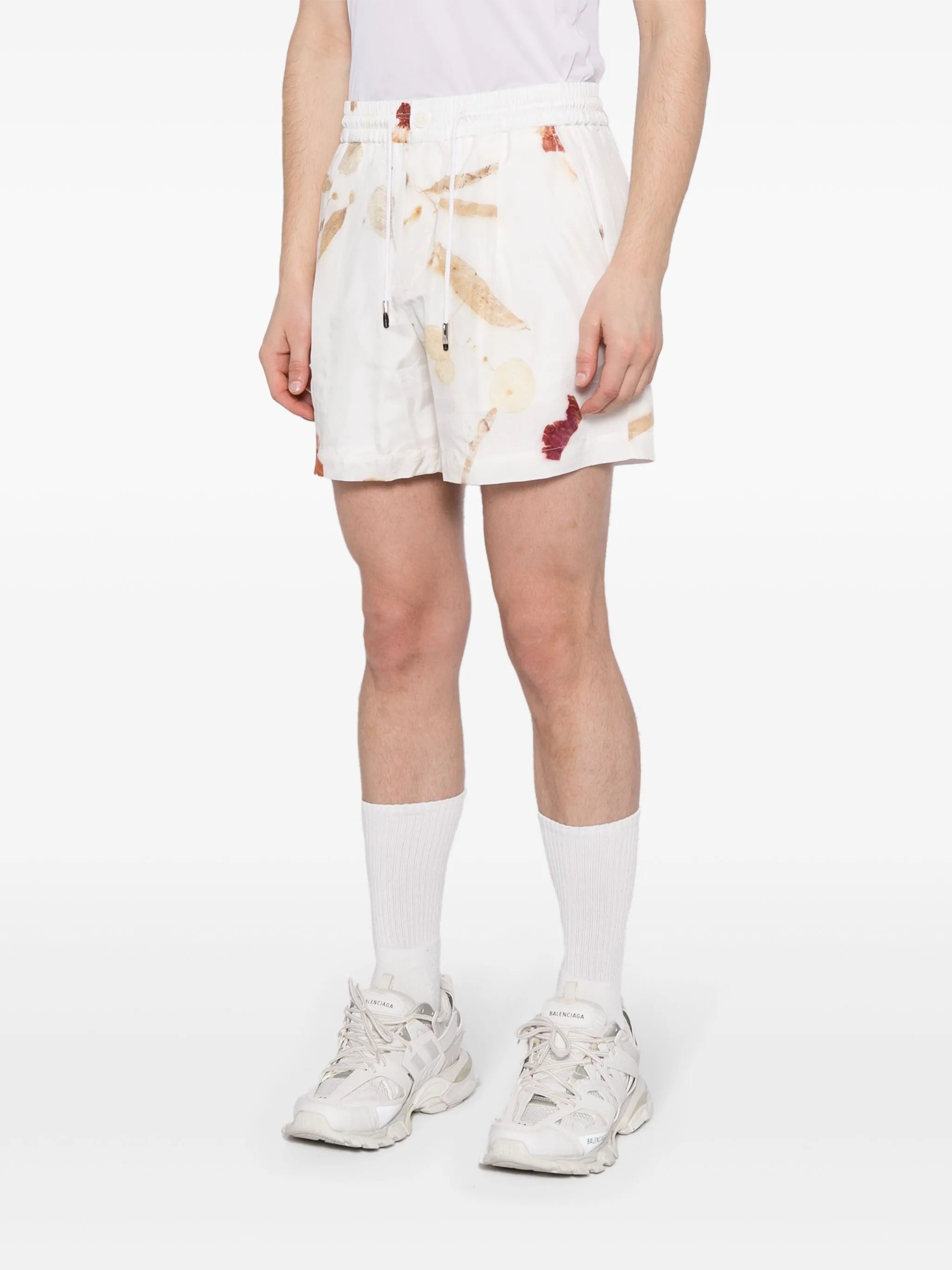 abstract-print drawstring shorts
