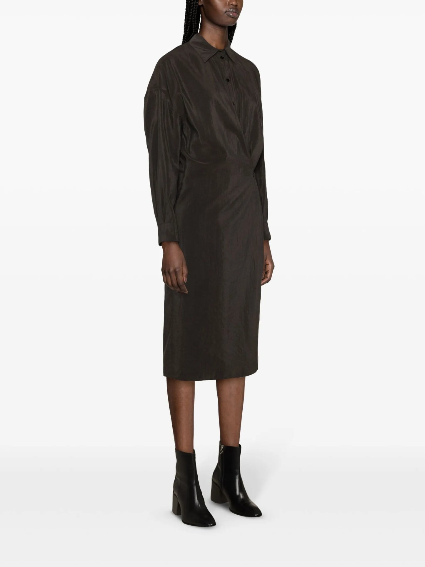 asymmetric midi shirtdress