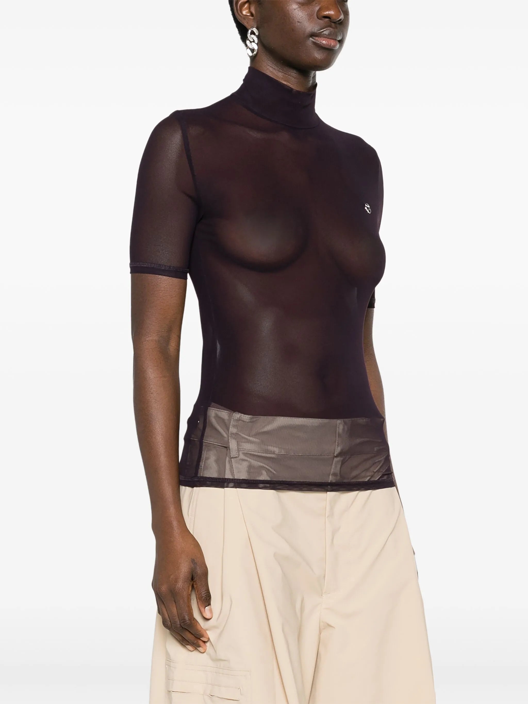 logo-appliqué mesh top