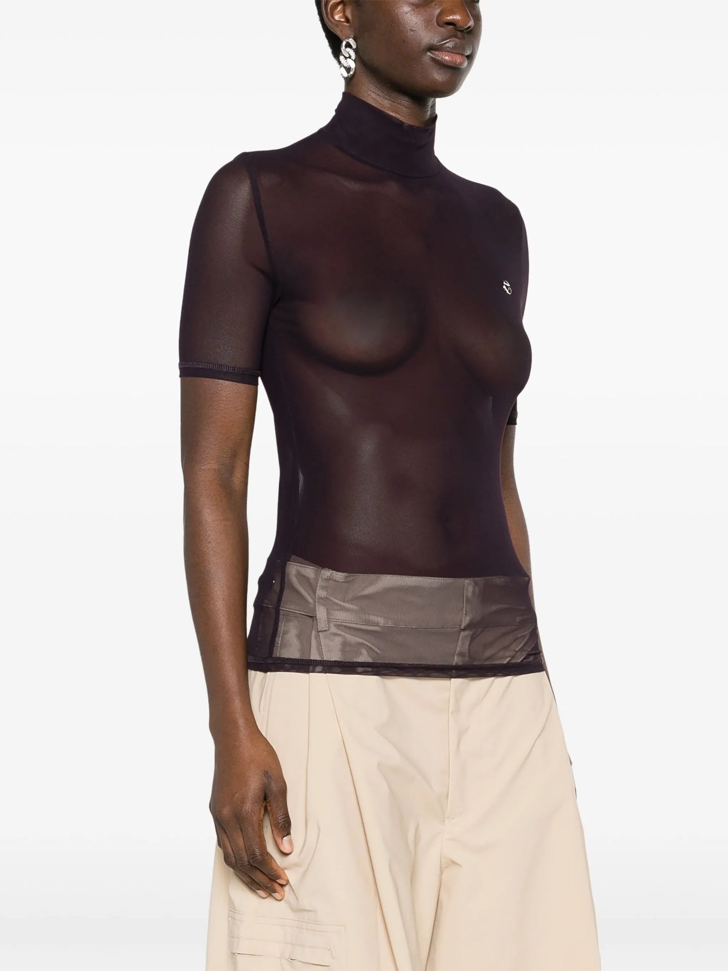 logo-appliqué mesh top