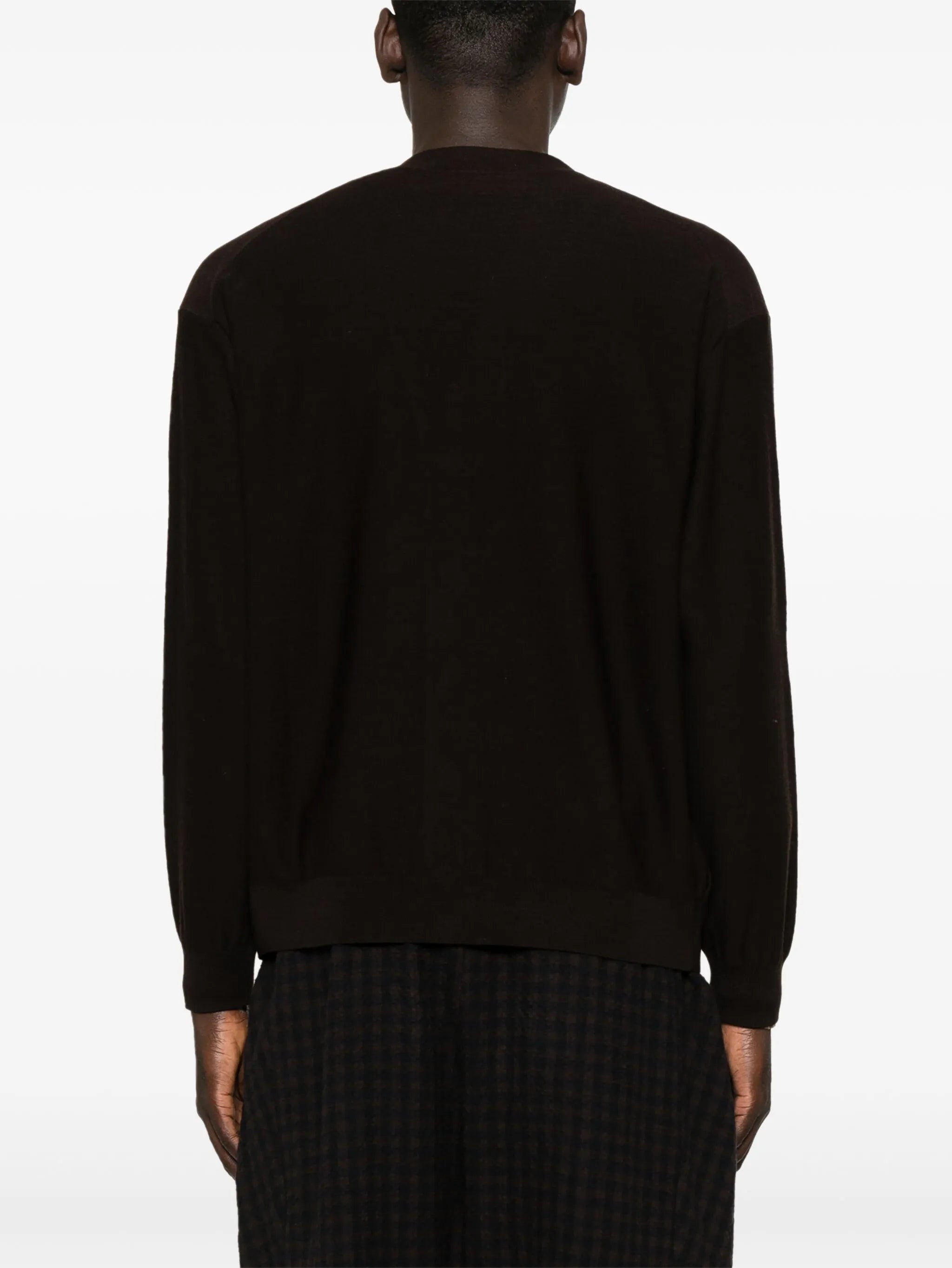 V-neck fine-knit cardigan