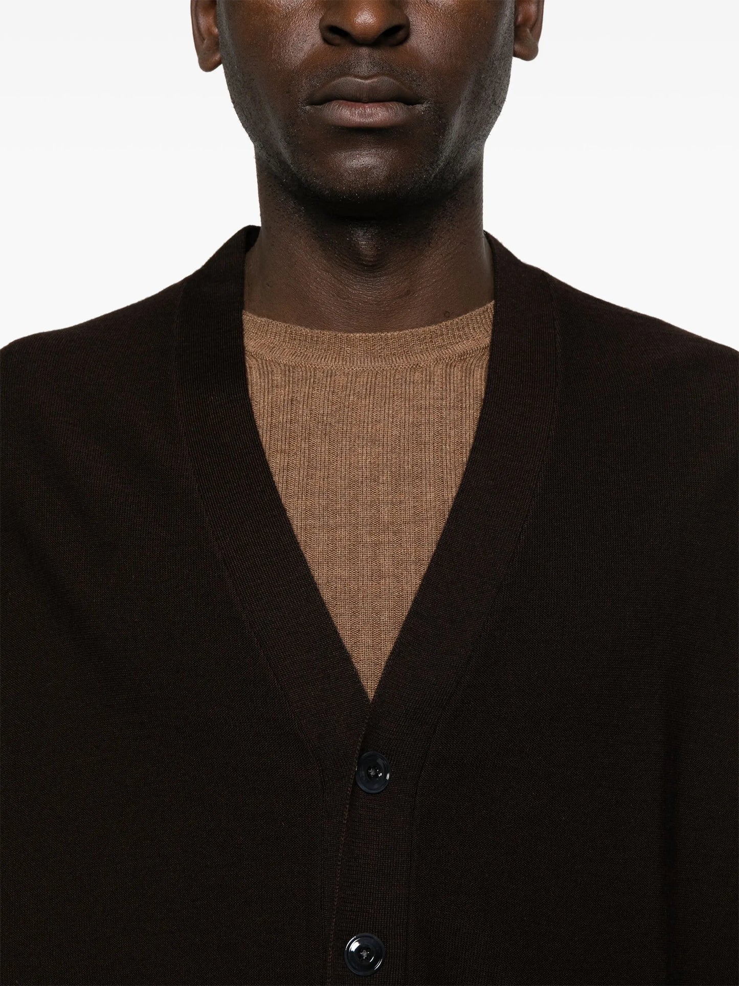 V-neck fine-knit cardigan