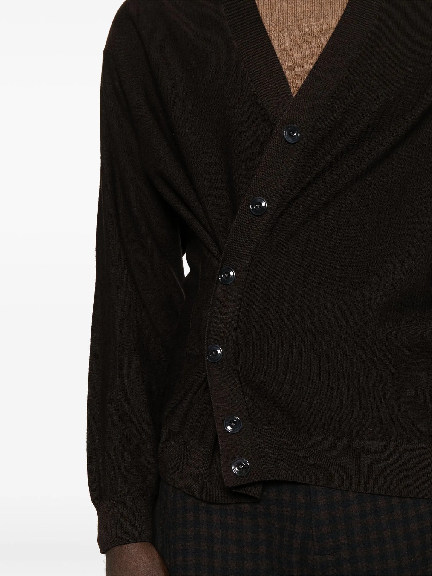 V-neck fine-knit cardigan