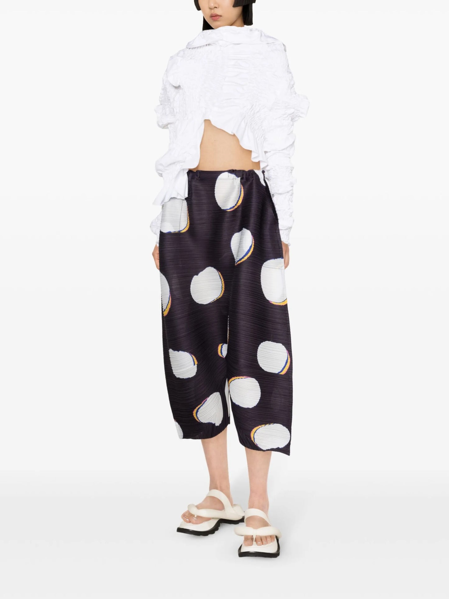 Bean Dots drop-crotch trousers