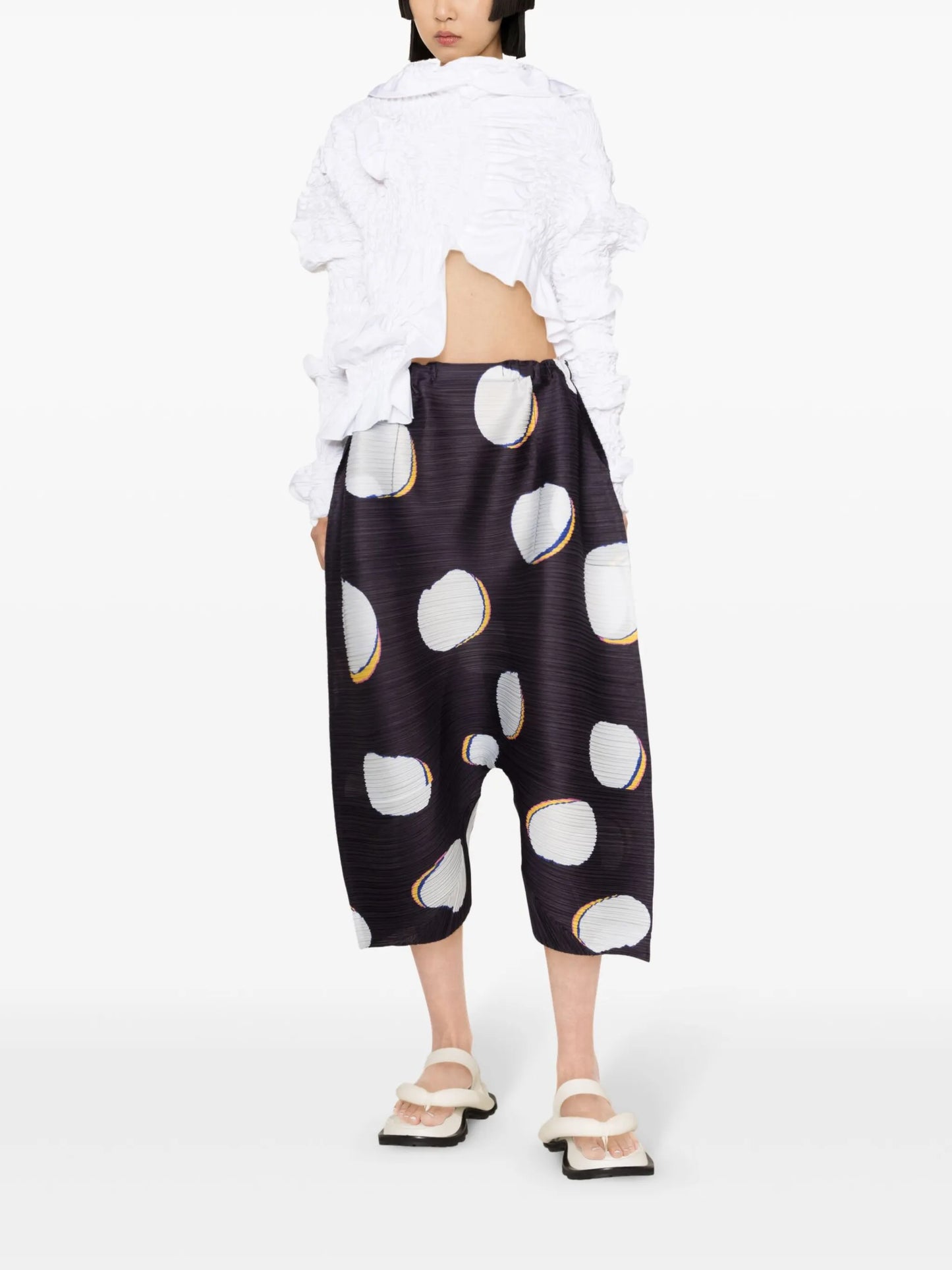 Bean Dots drop-crotch trousers