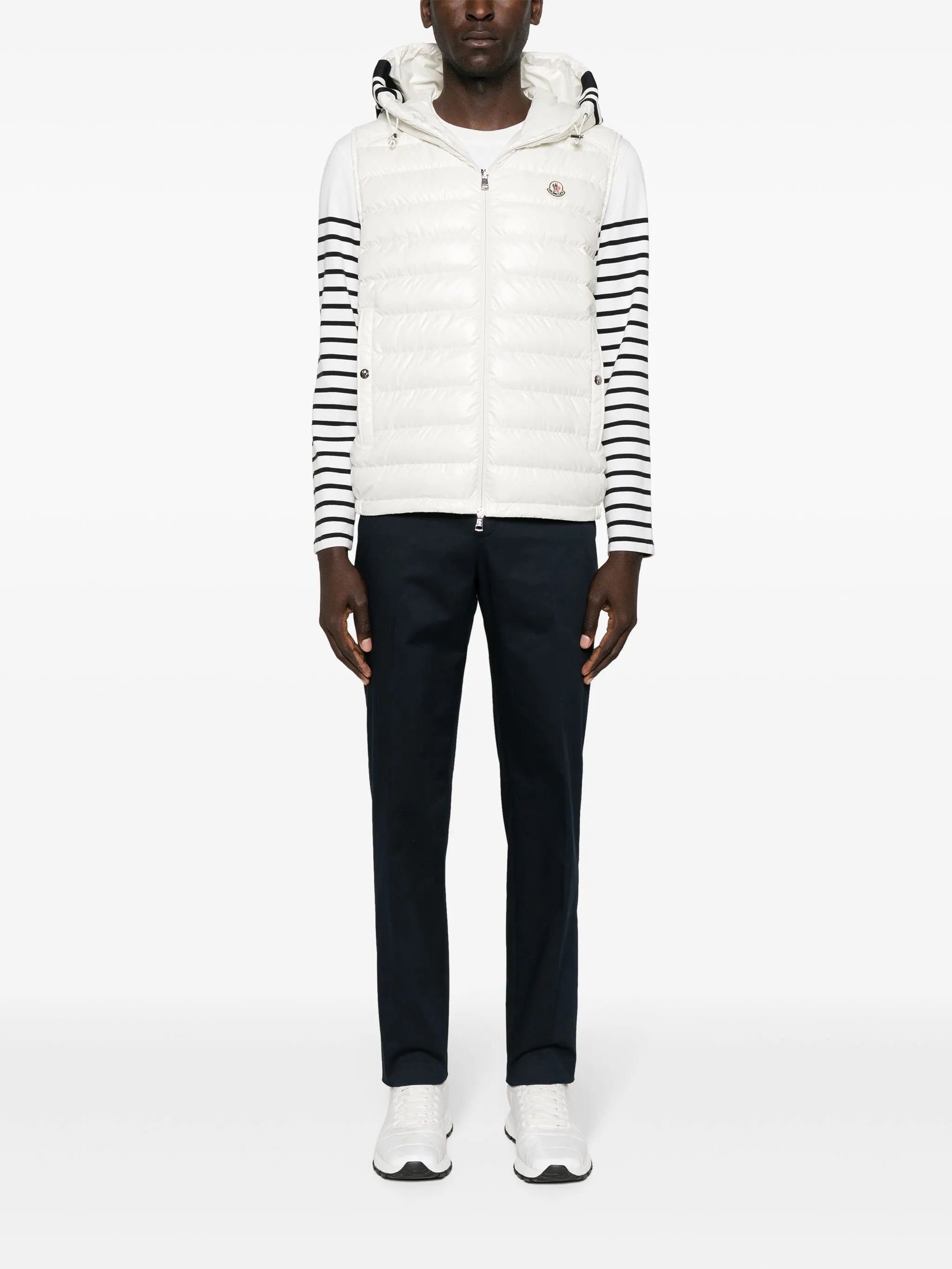 striped-detail tapered trousers