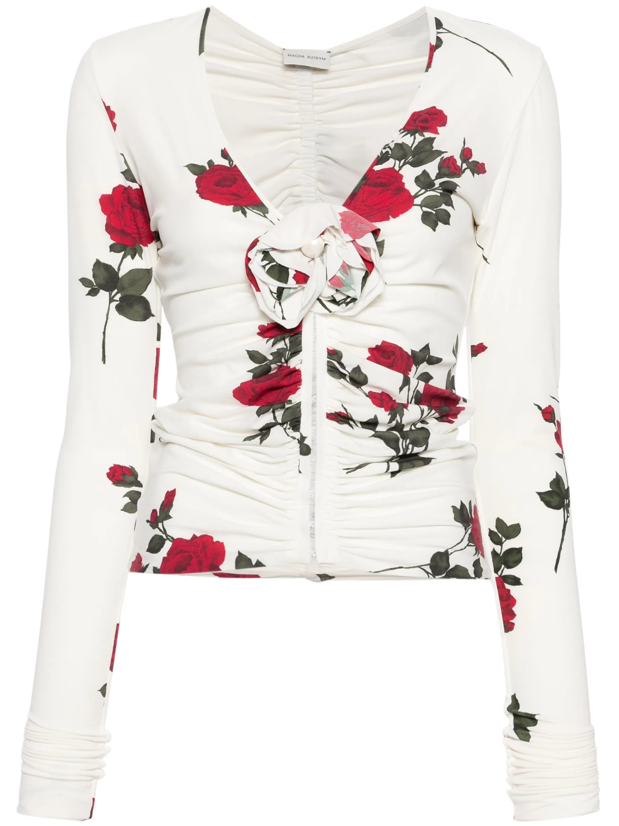 floral-print ruched top
