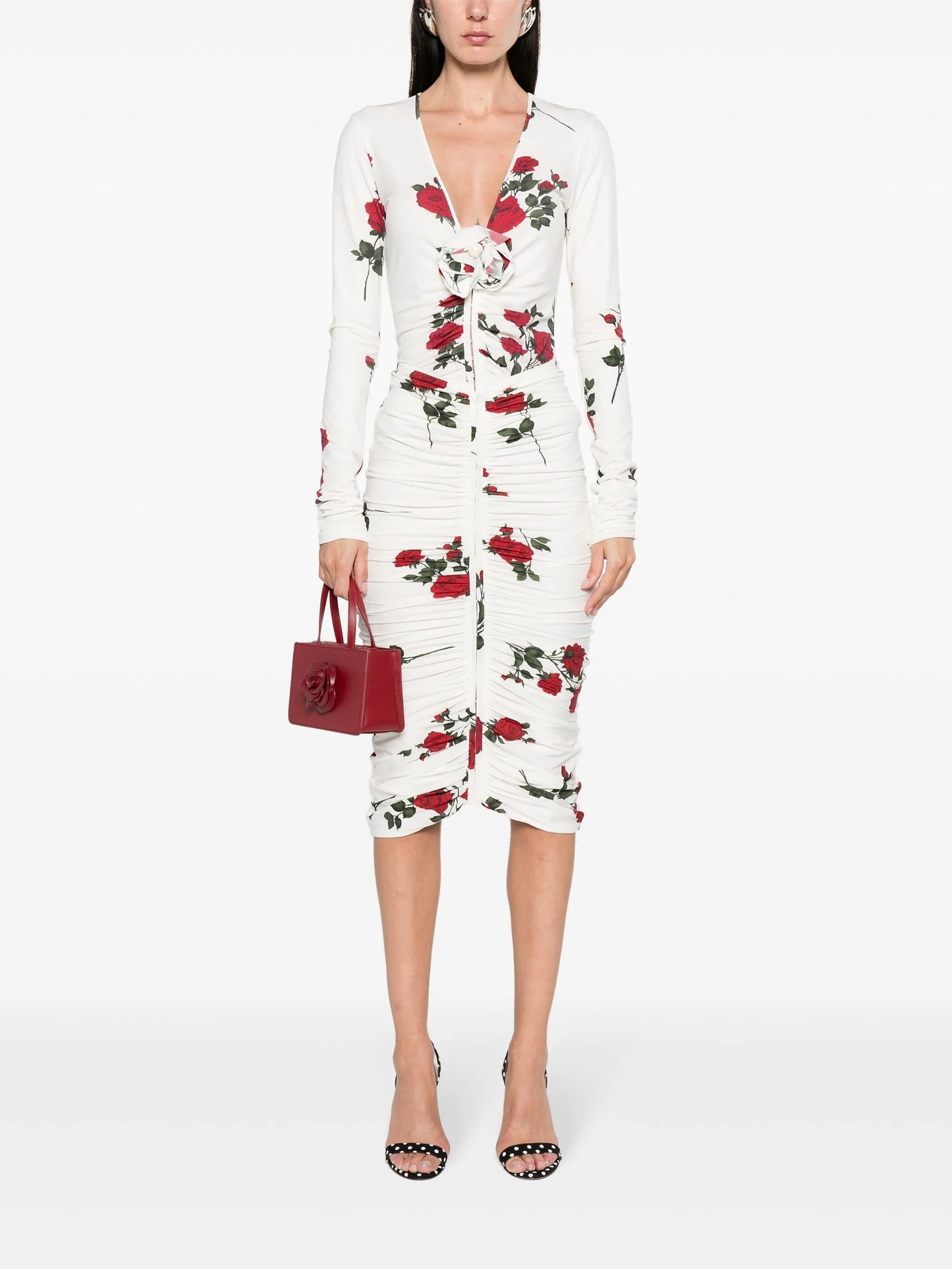 floral-print ruched top