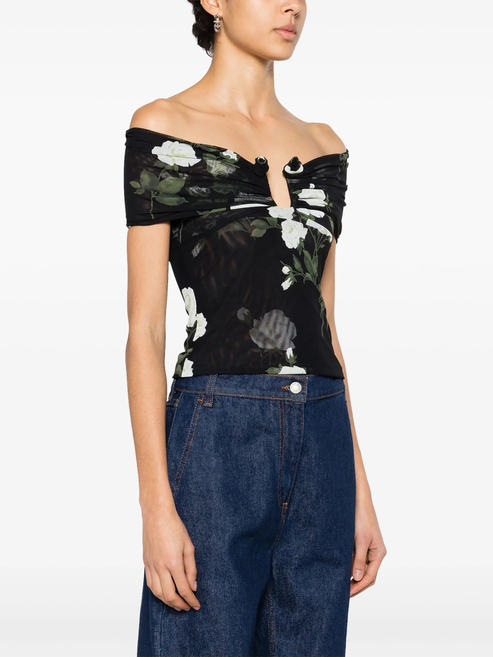 off-shoulder cropped blouse