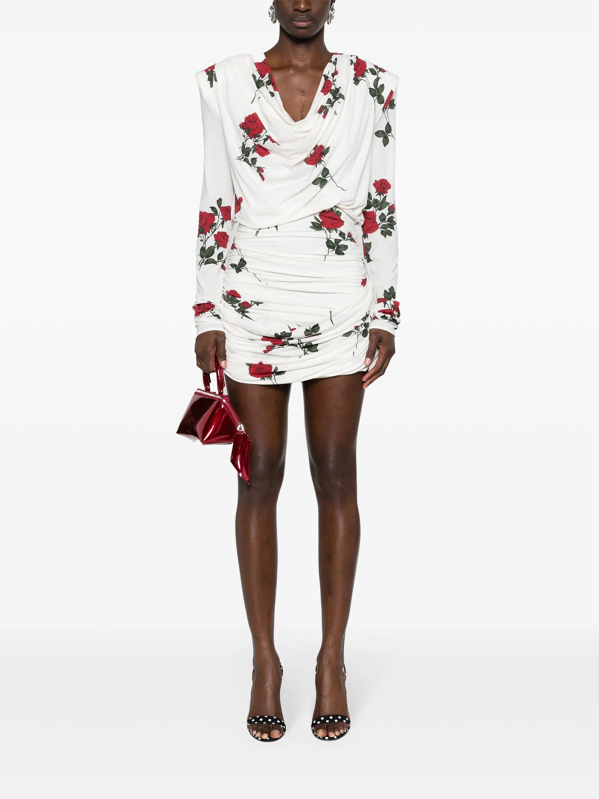 floral-print ruched minidress