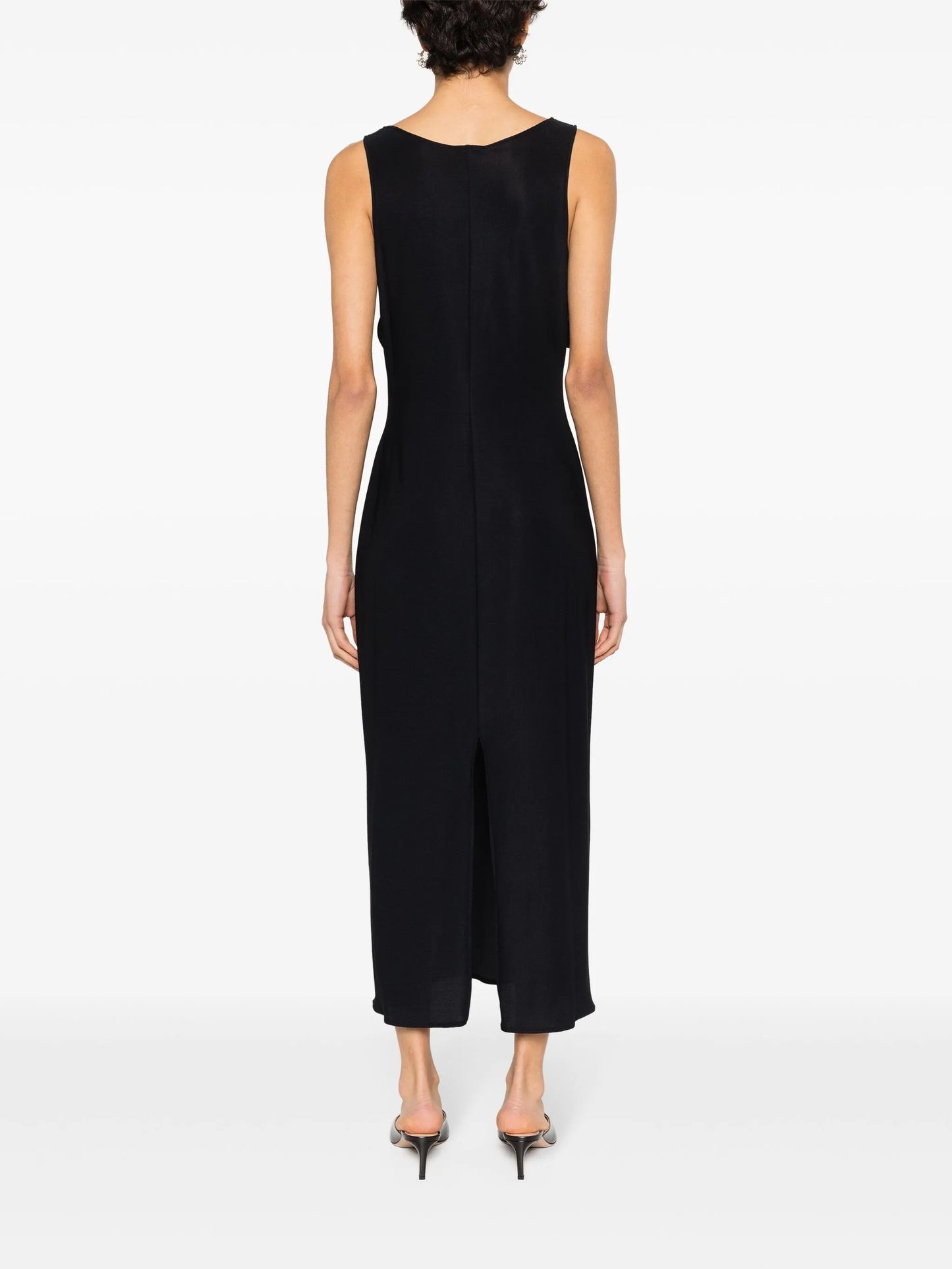 floral-appliqué midi dress