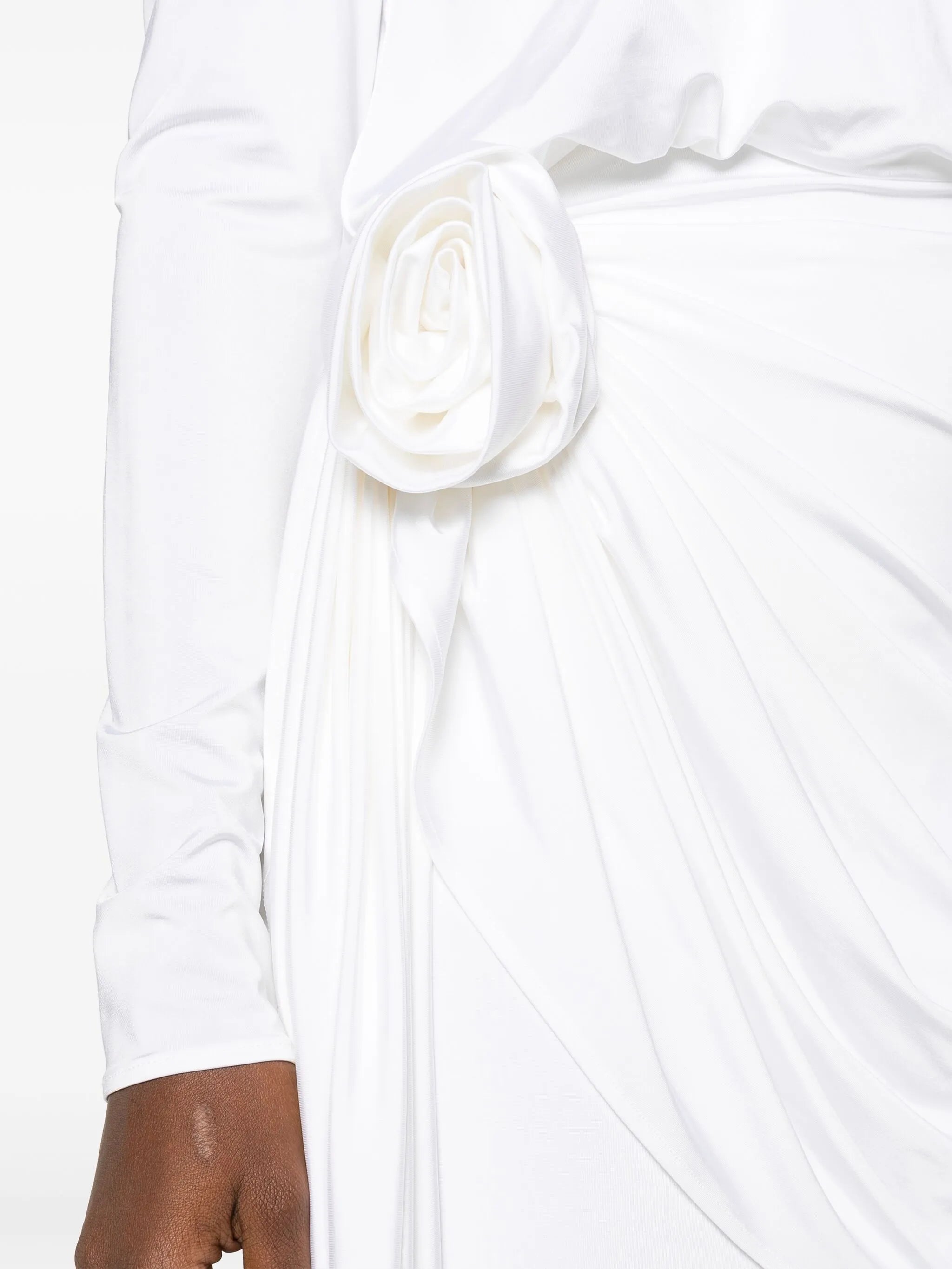 floral-appliqué draped minidress