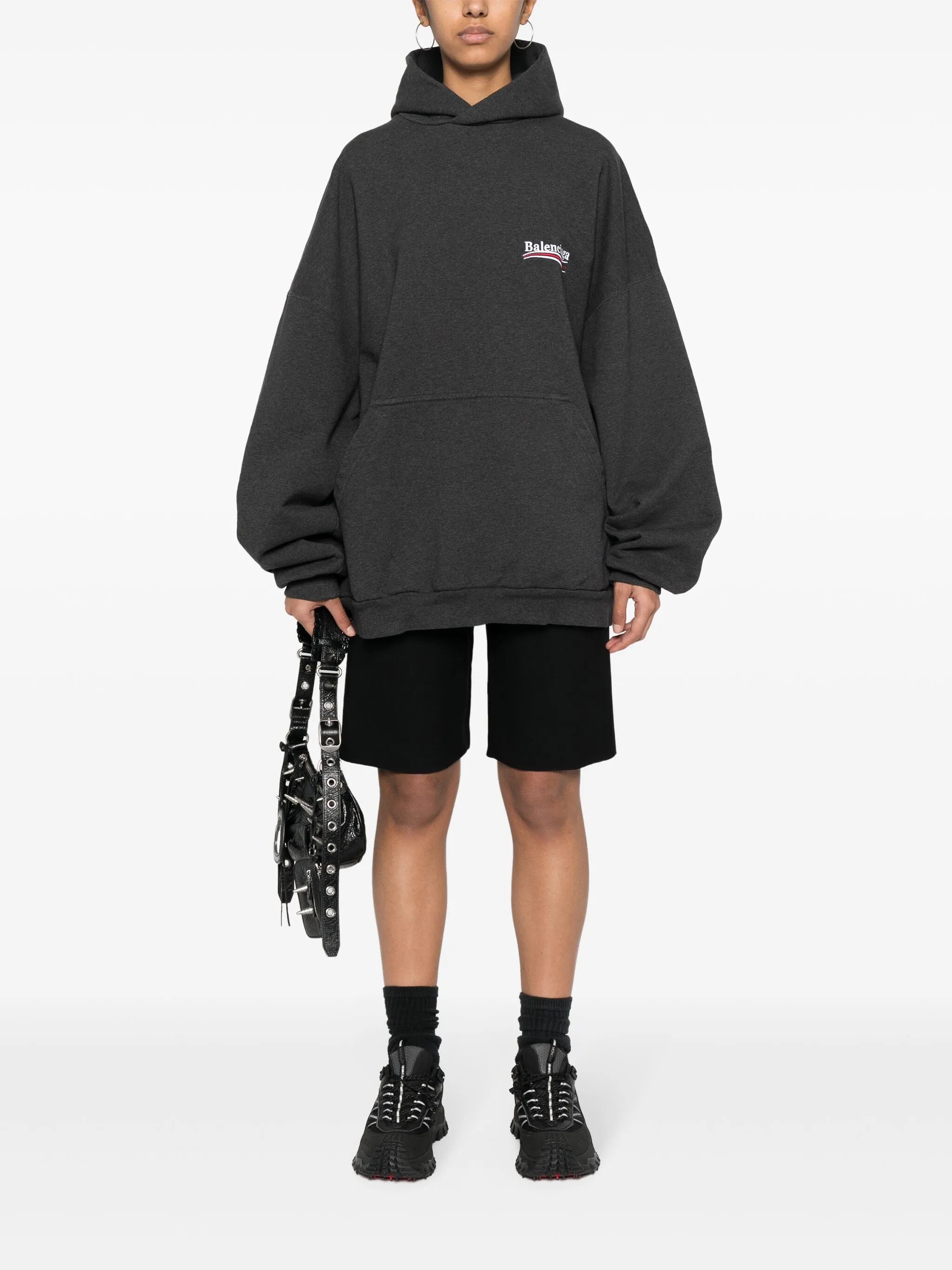 logo-embroidered cotton hoodie