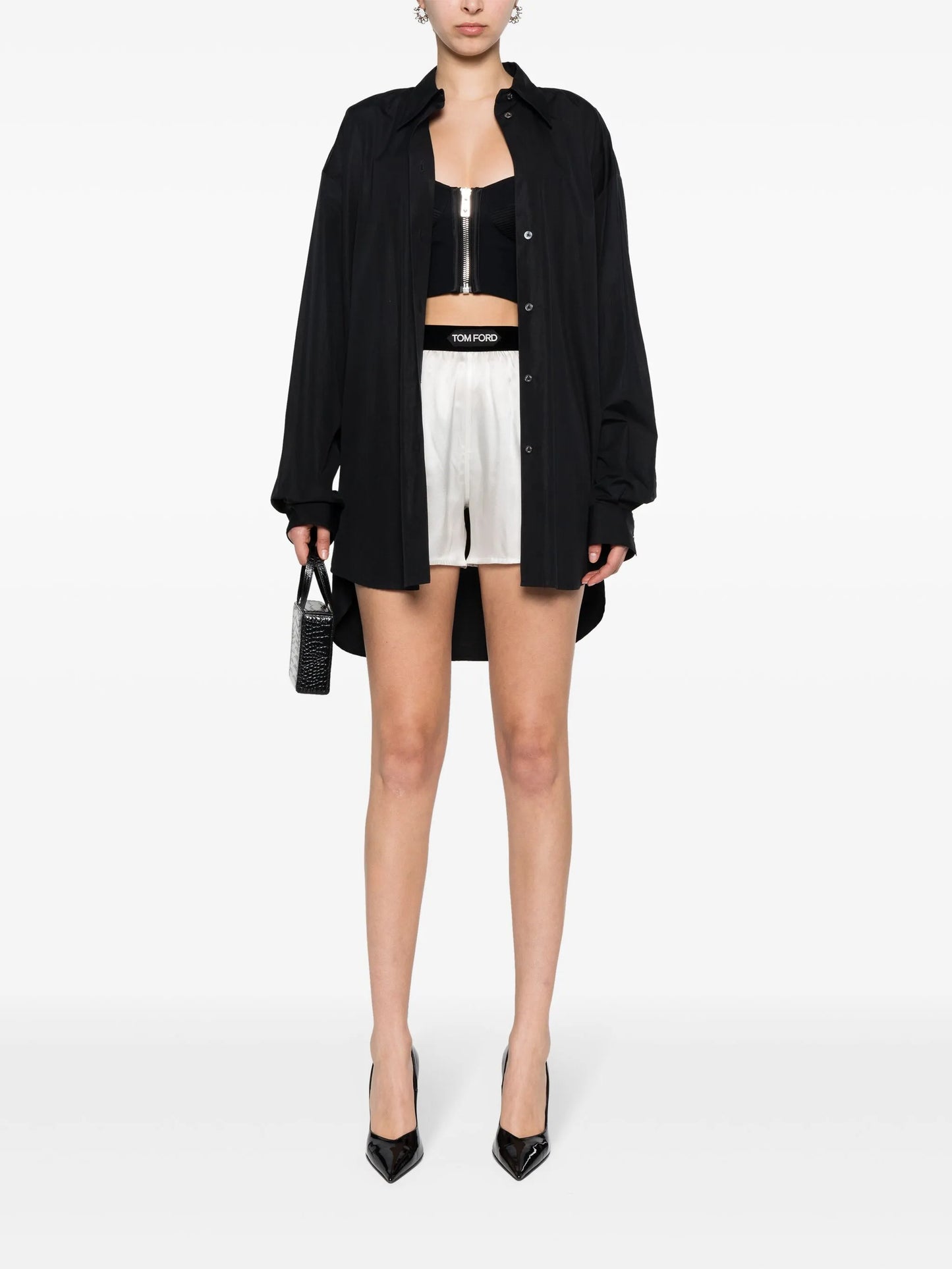 logo-waistband satin shorts