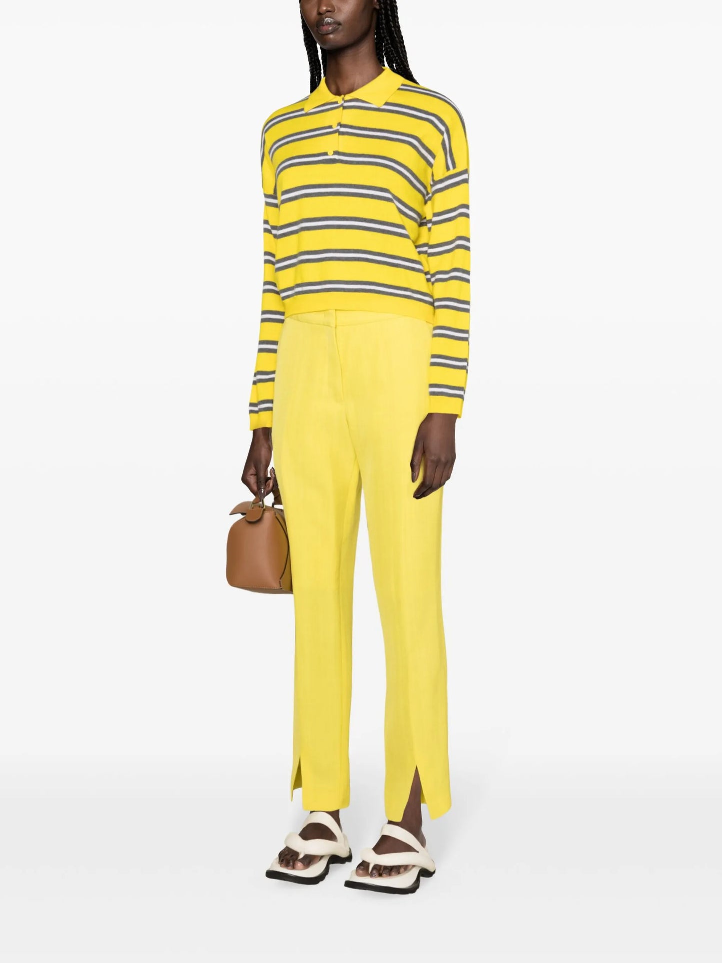 polo-collar striped jumper