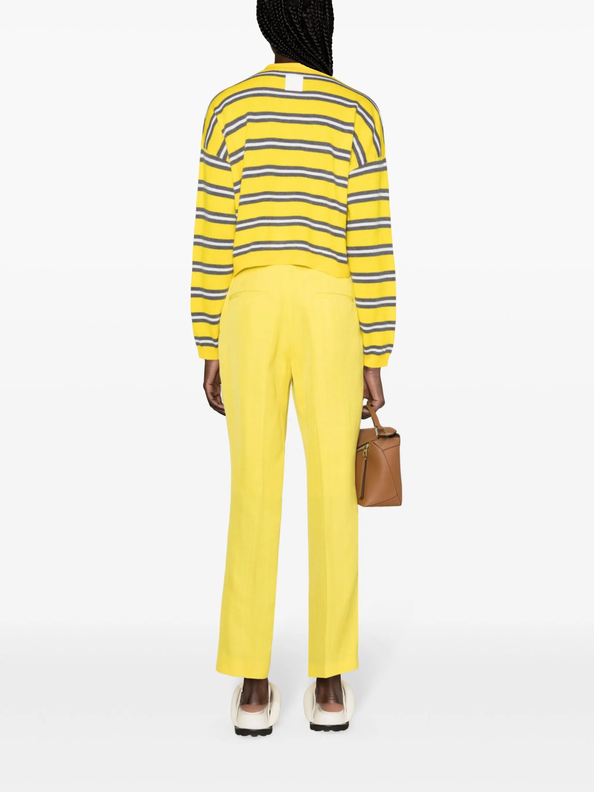 polo-collar striped jumper