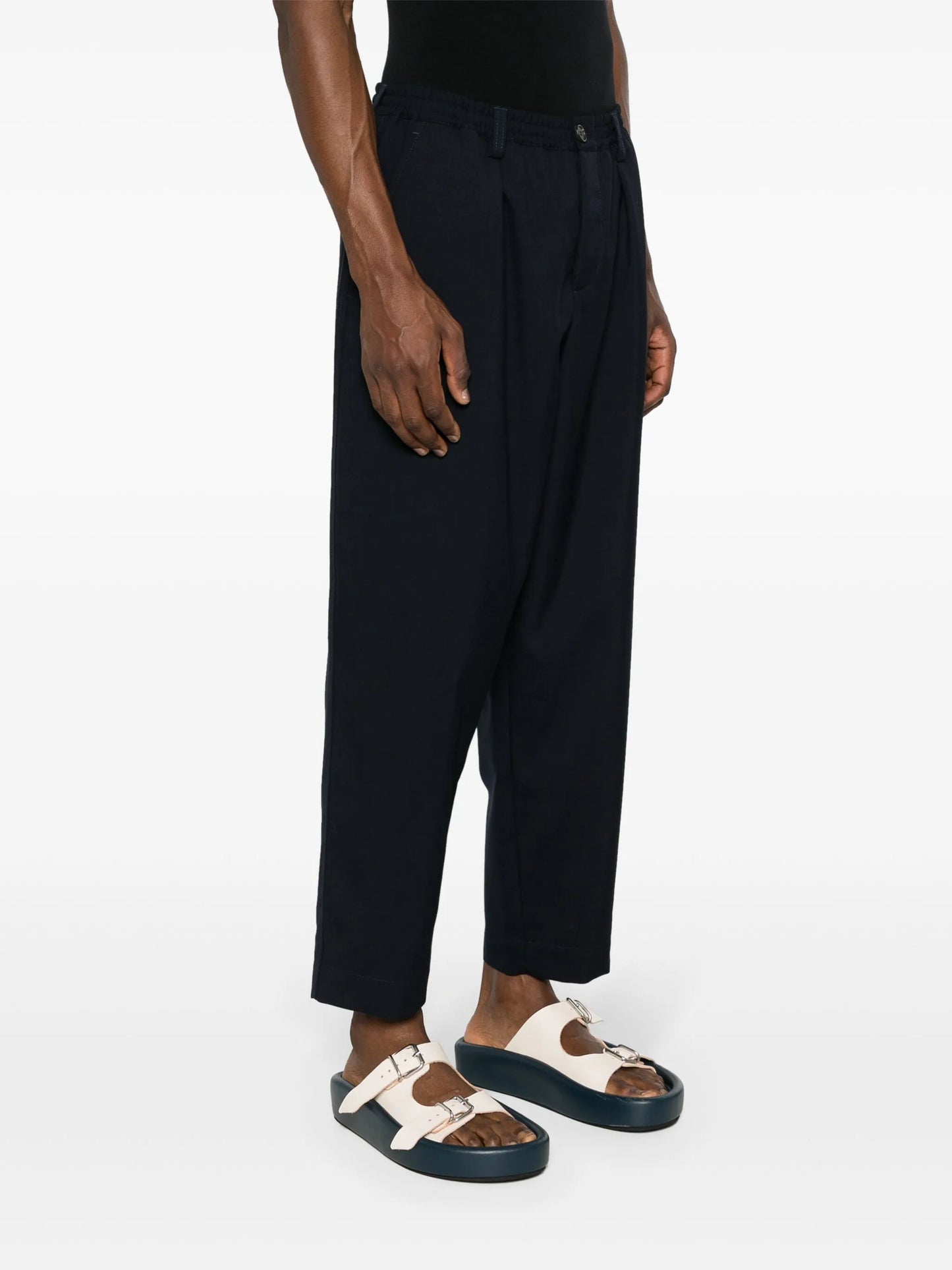 pleat-detail tapered trousers