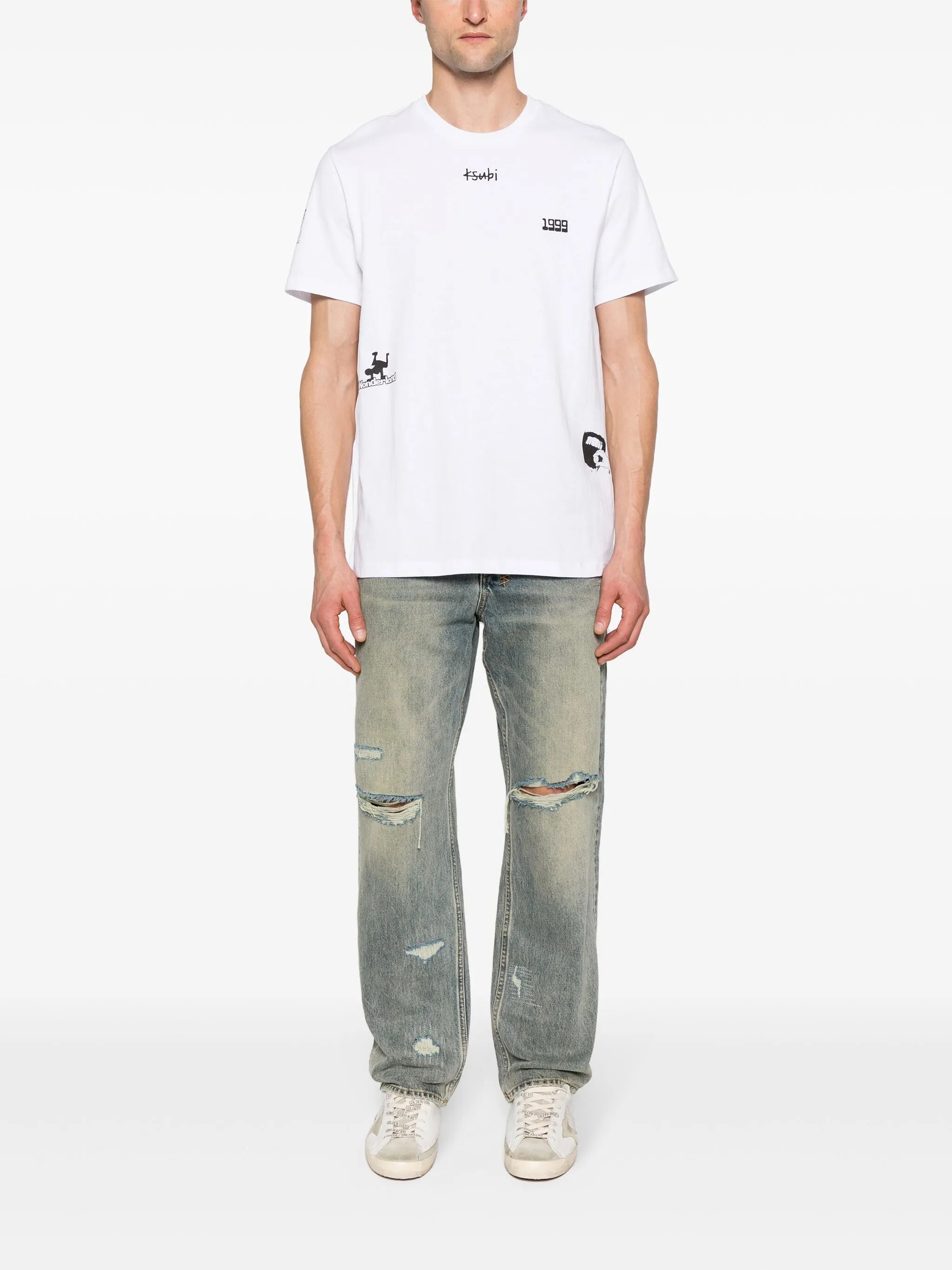 Anti K Throw Bak Trash wide-leg jeans