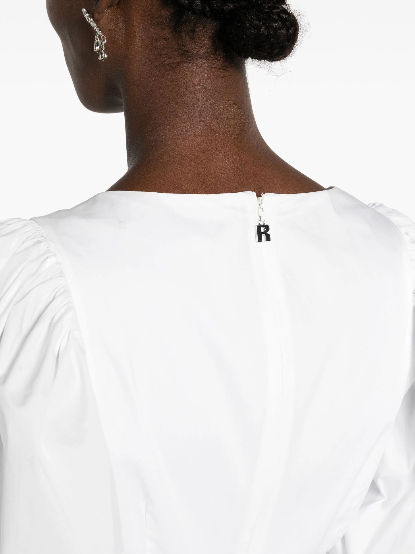ruched-detail V-neck minidress