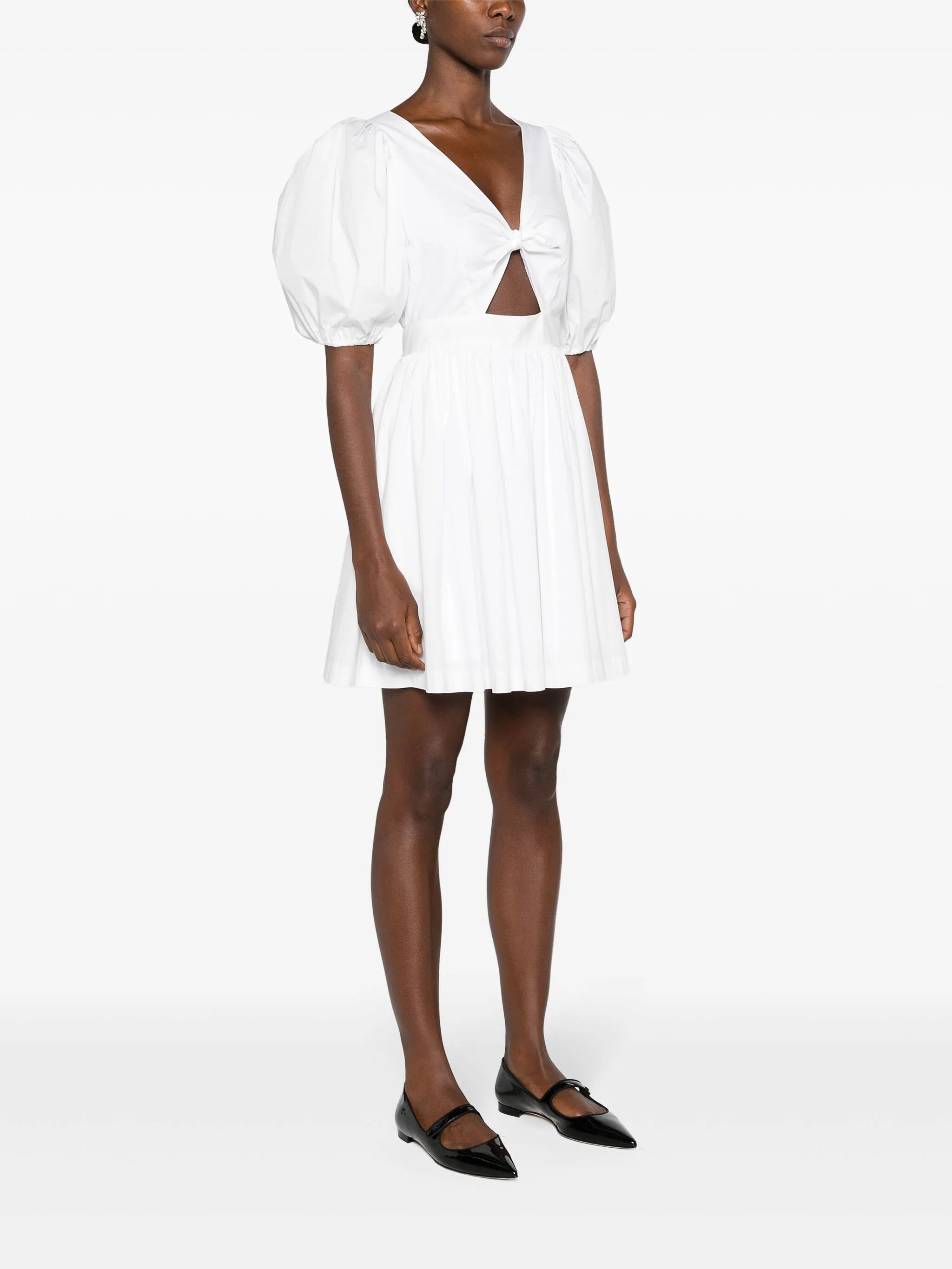 ruched-detail V-neck minidress