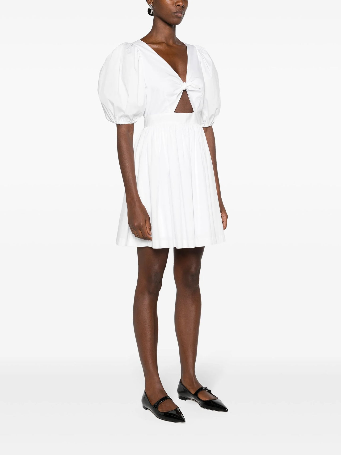 ruched-detail V-neck minidress