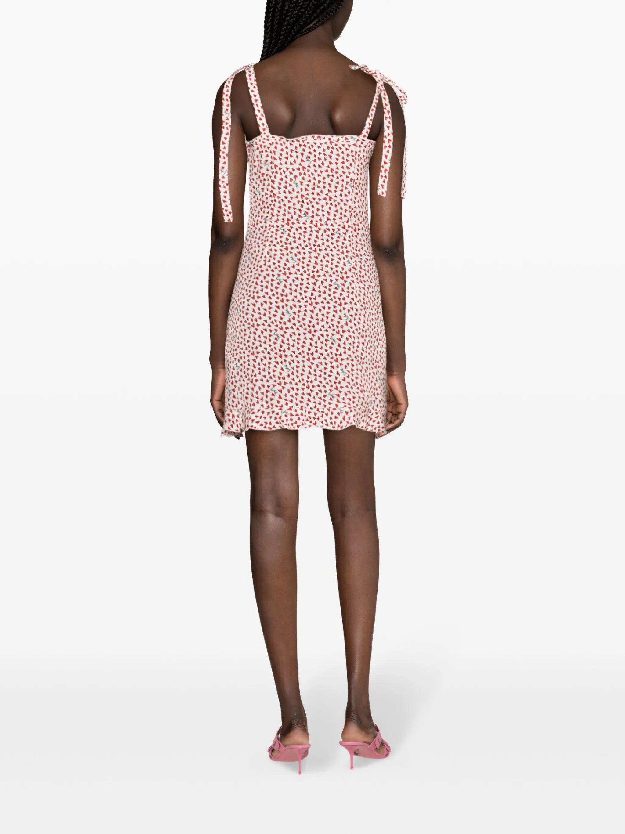 heart-print flared minidress