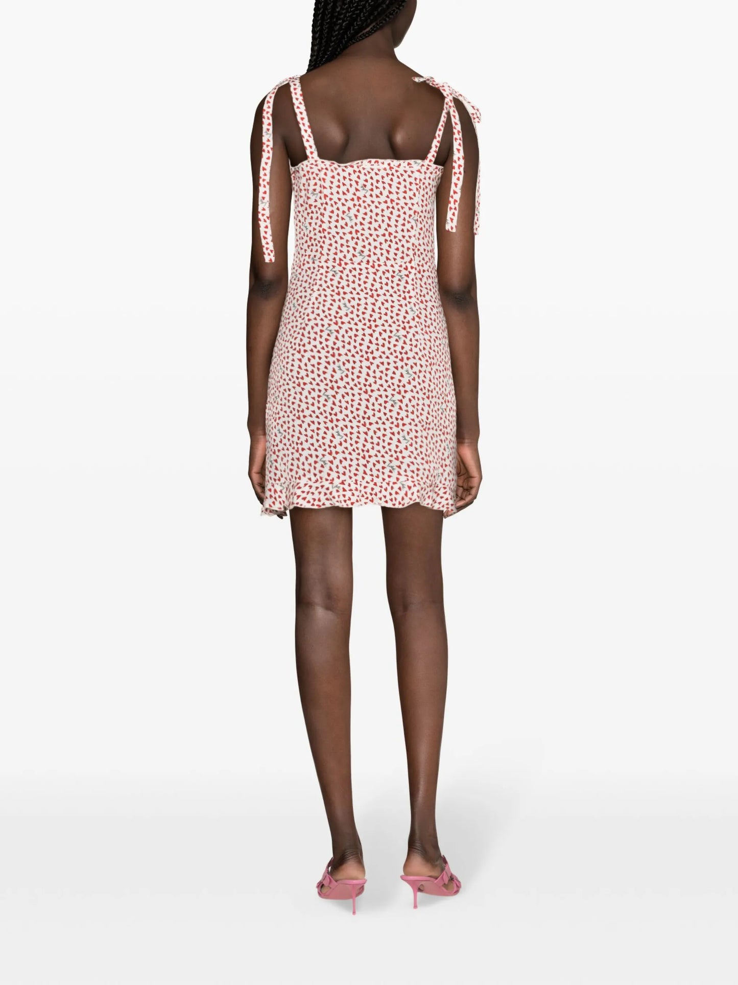 heart-print flared minidress