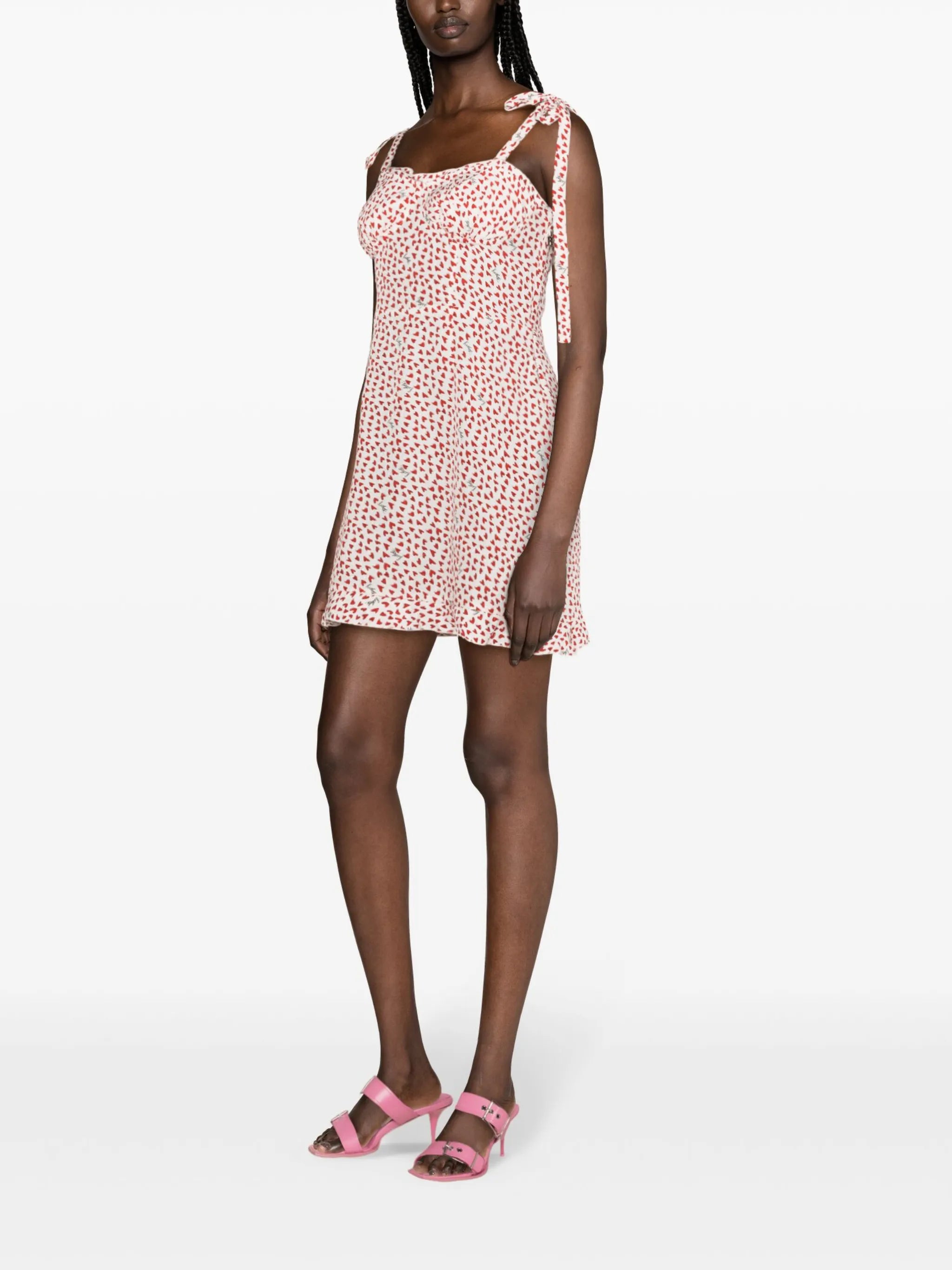 heart-print flared minidress