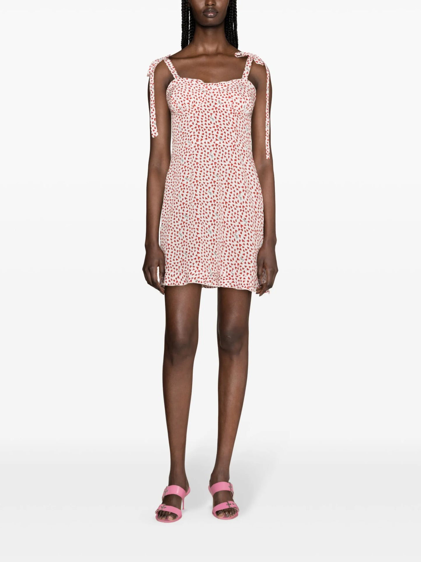 heart-print flared minidress