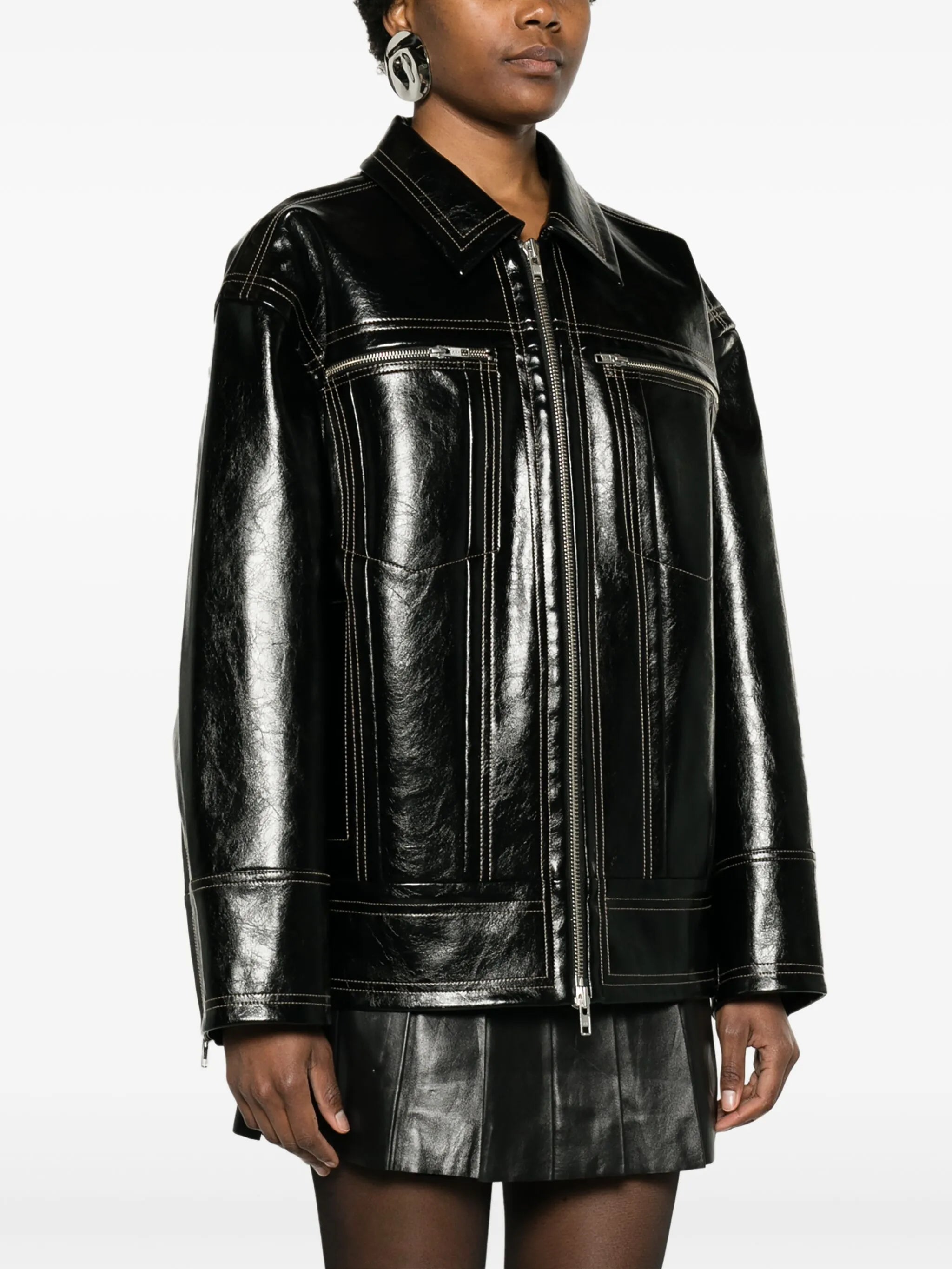 Lavender faux-leather jacket