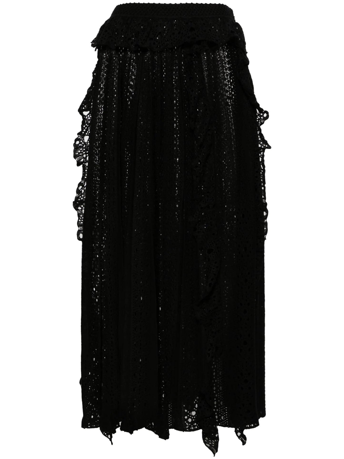 open-knit plissé maxi skirt