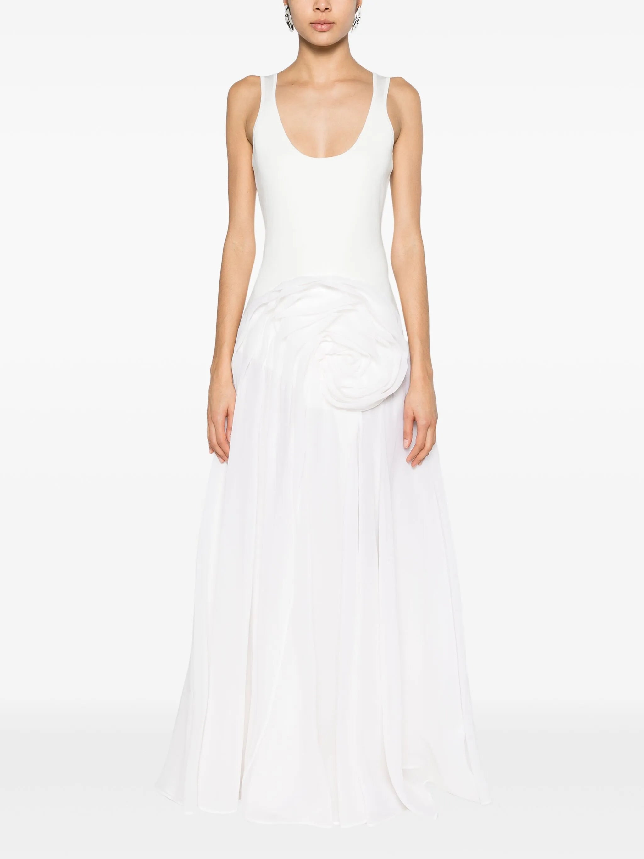 floral-appliqué maxi dress