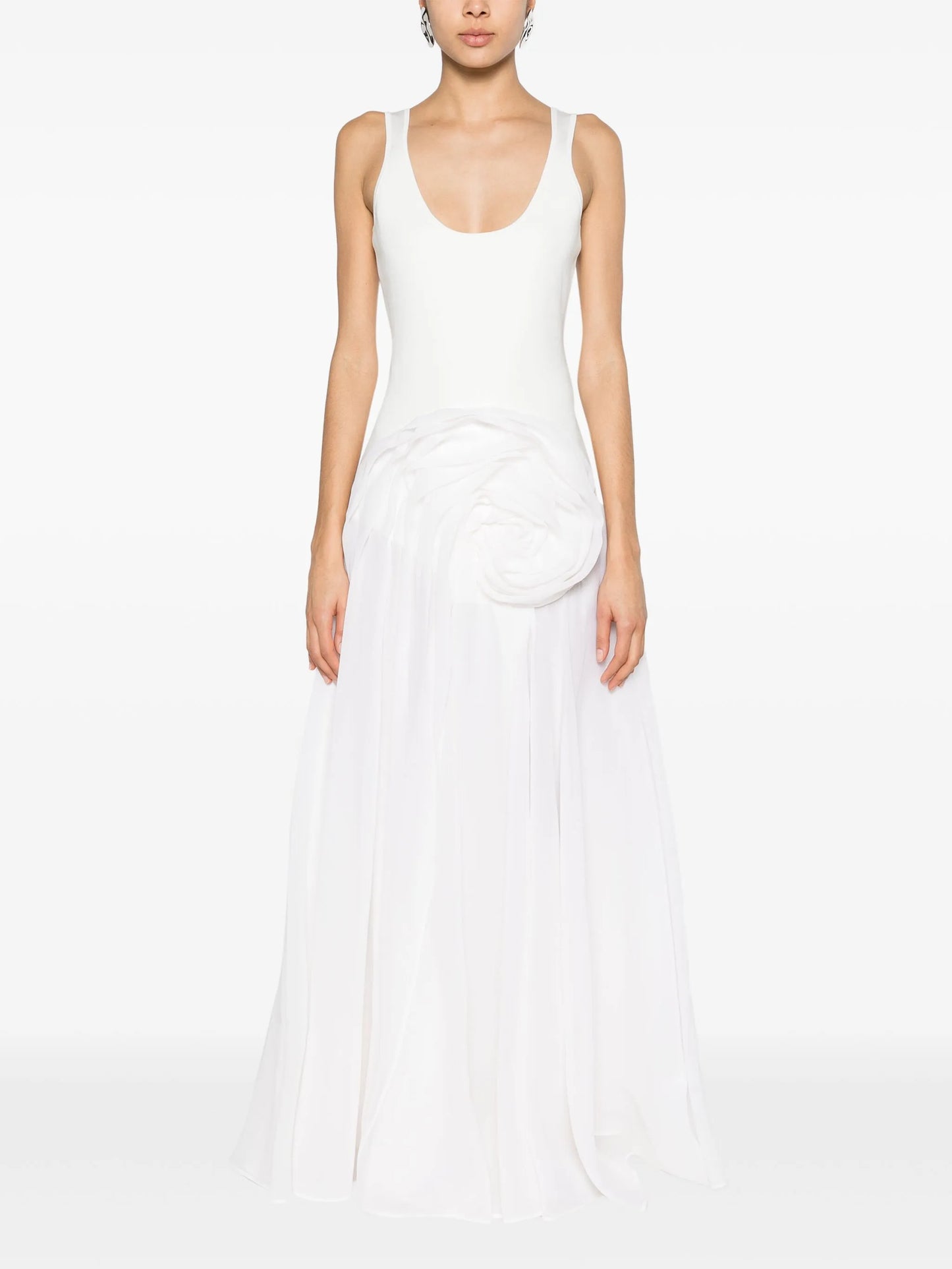 floral-appliqué maxi dress