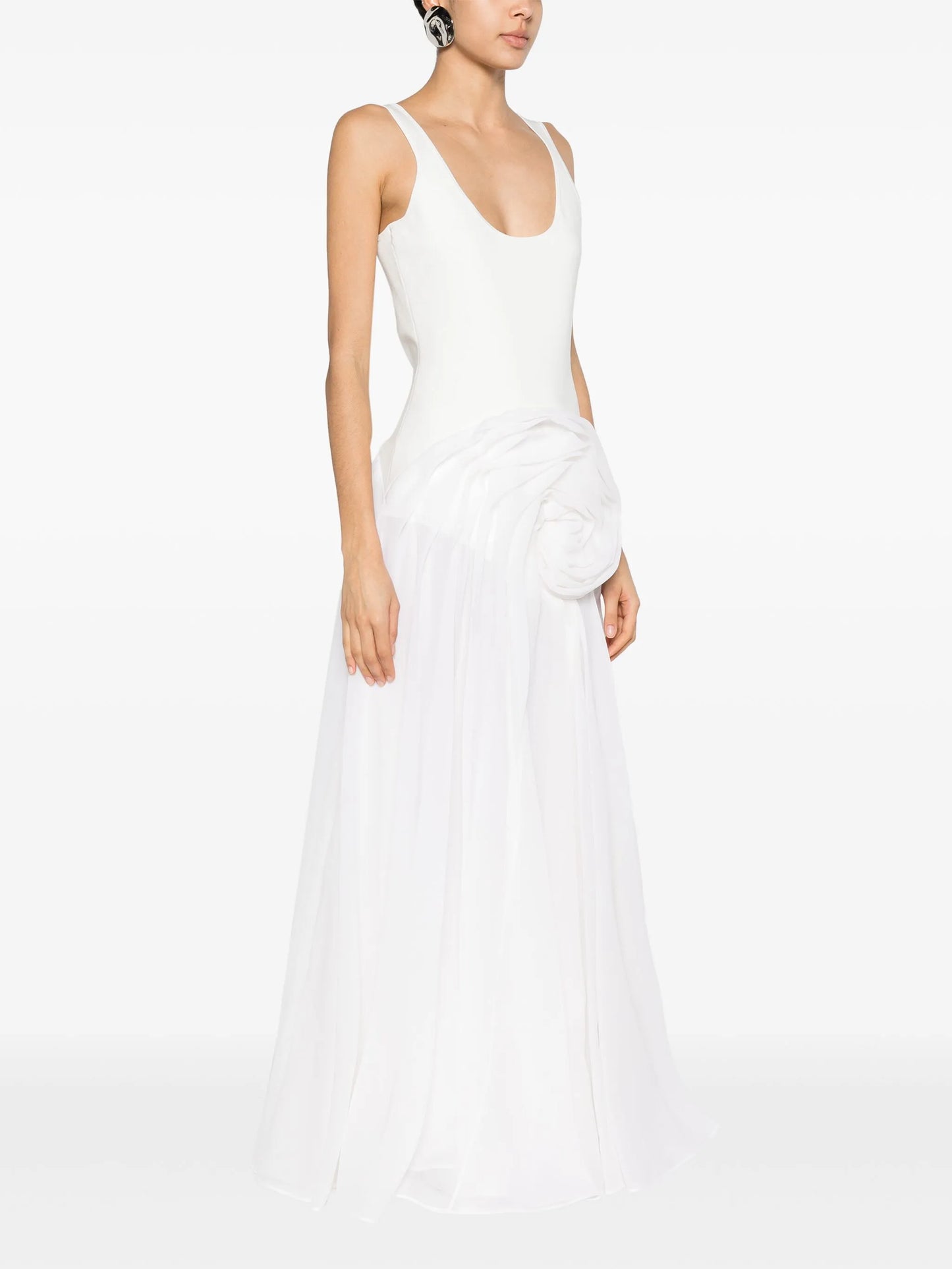 floral-appliqué maxi dress