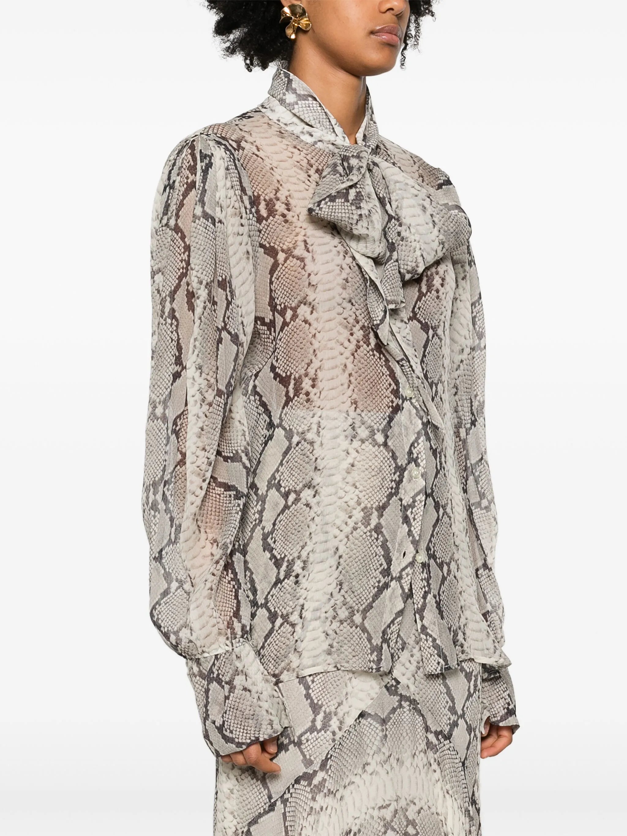 scarf-detail silk blouse